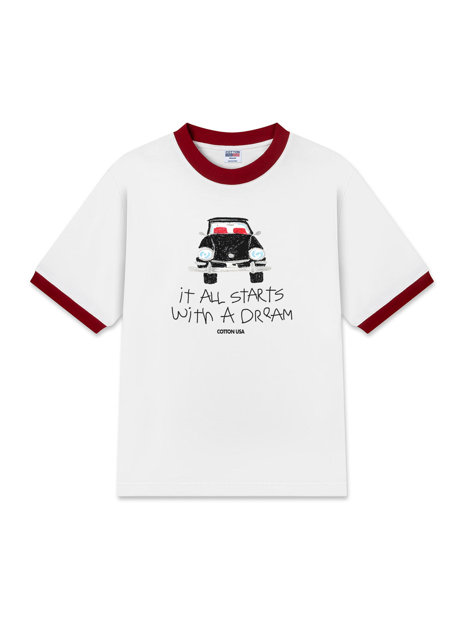 Áo Thun Ringer Relaxed Fit Classic Car Dream Crayon