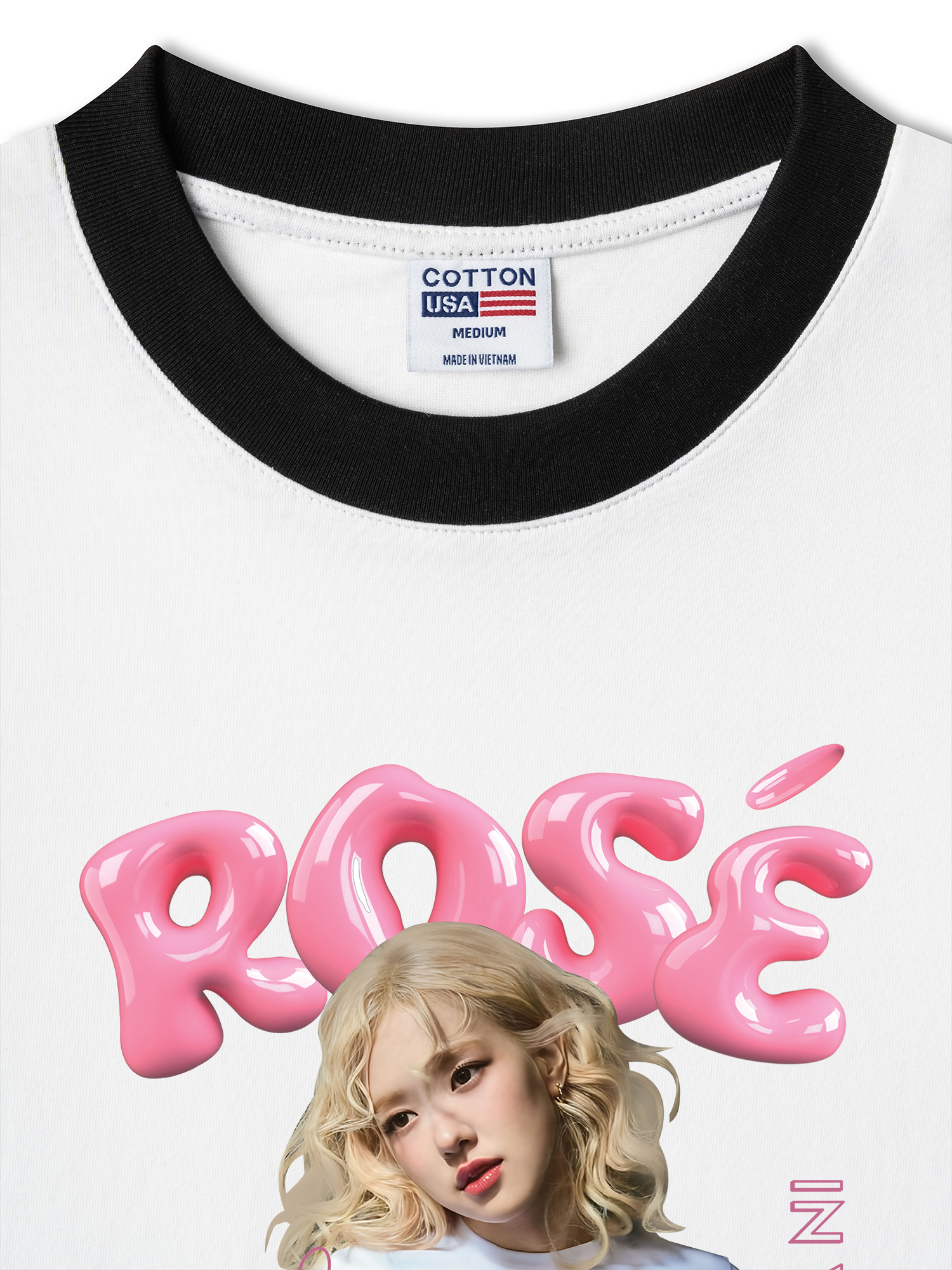 Áo Thun Ringer Relaxed Fit Black Pink Rose