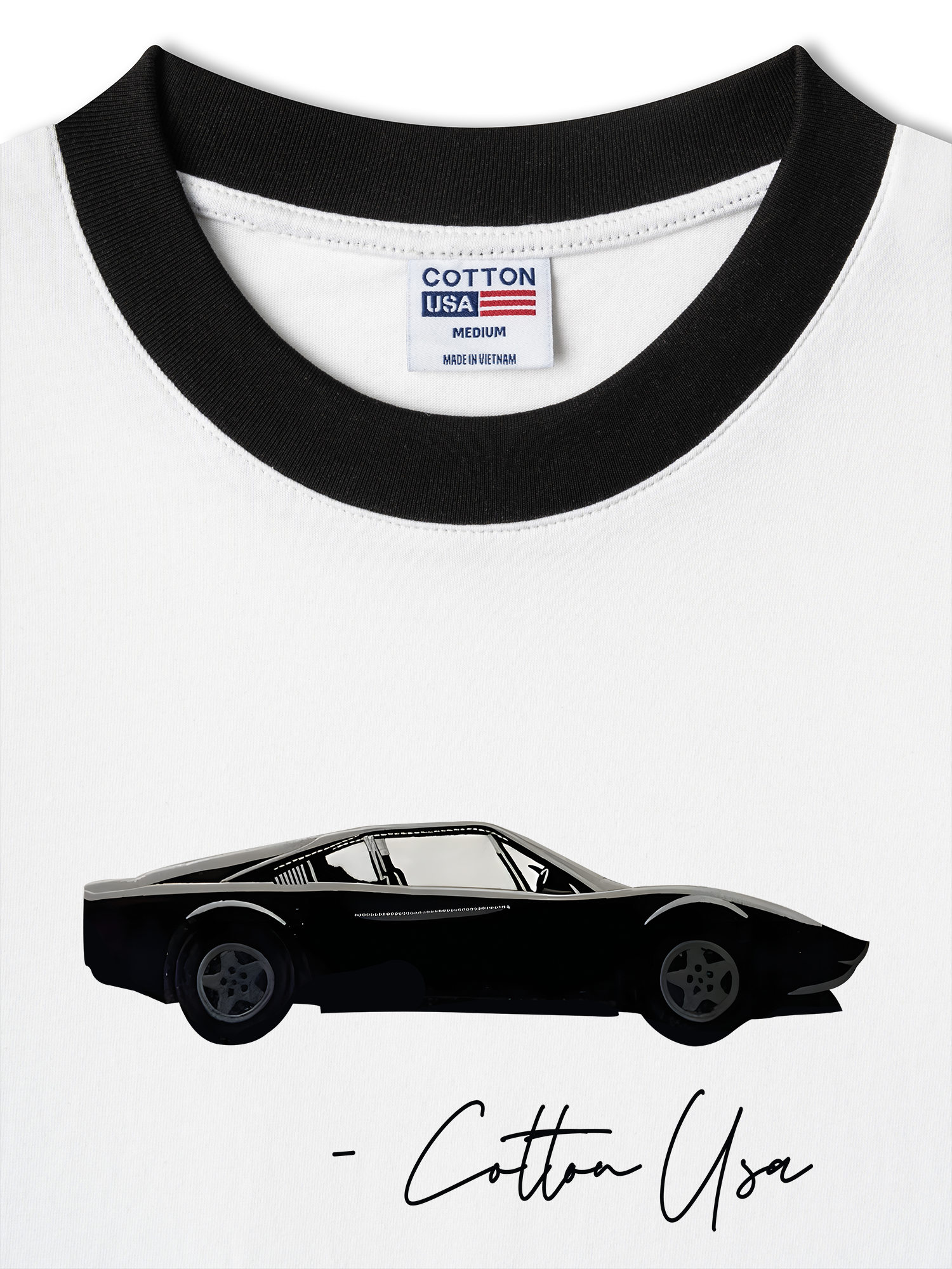 Áo Thun Ringer Relaxed Fit Classic Classic Car Black