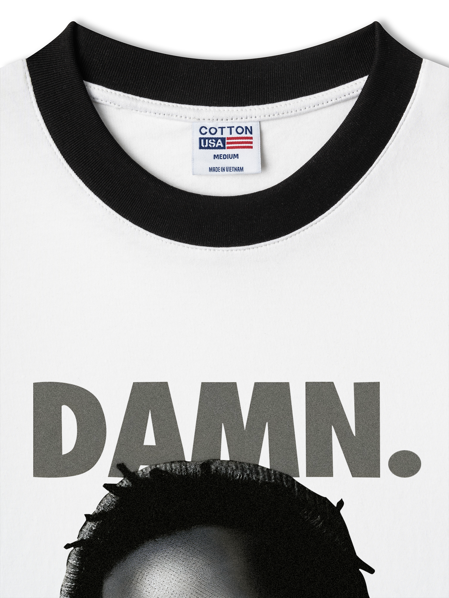 Áo Thun Ringer Relaxed Fit Rapper Damn Black And White Graphic