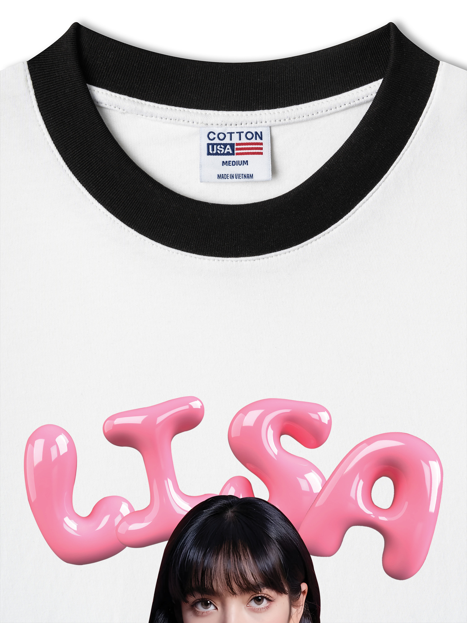 Áo Thun Ringer Relaxed Fit Black Pink Lisa