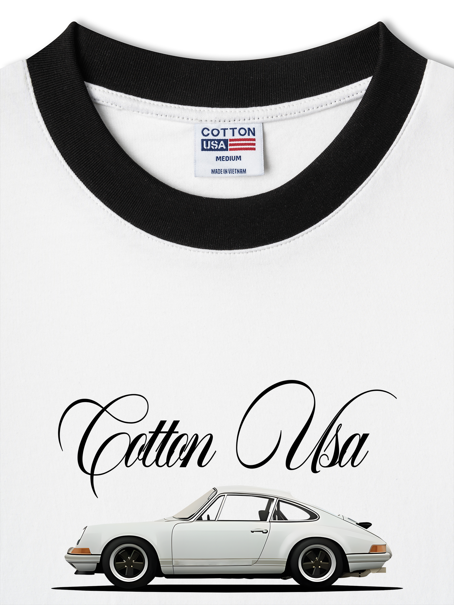 Áo Thun Ringer Relaxed Fit Classic Car White