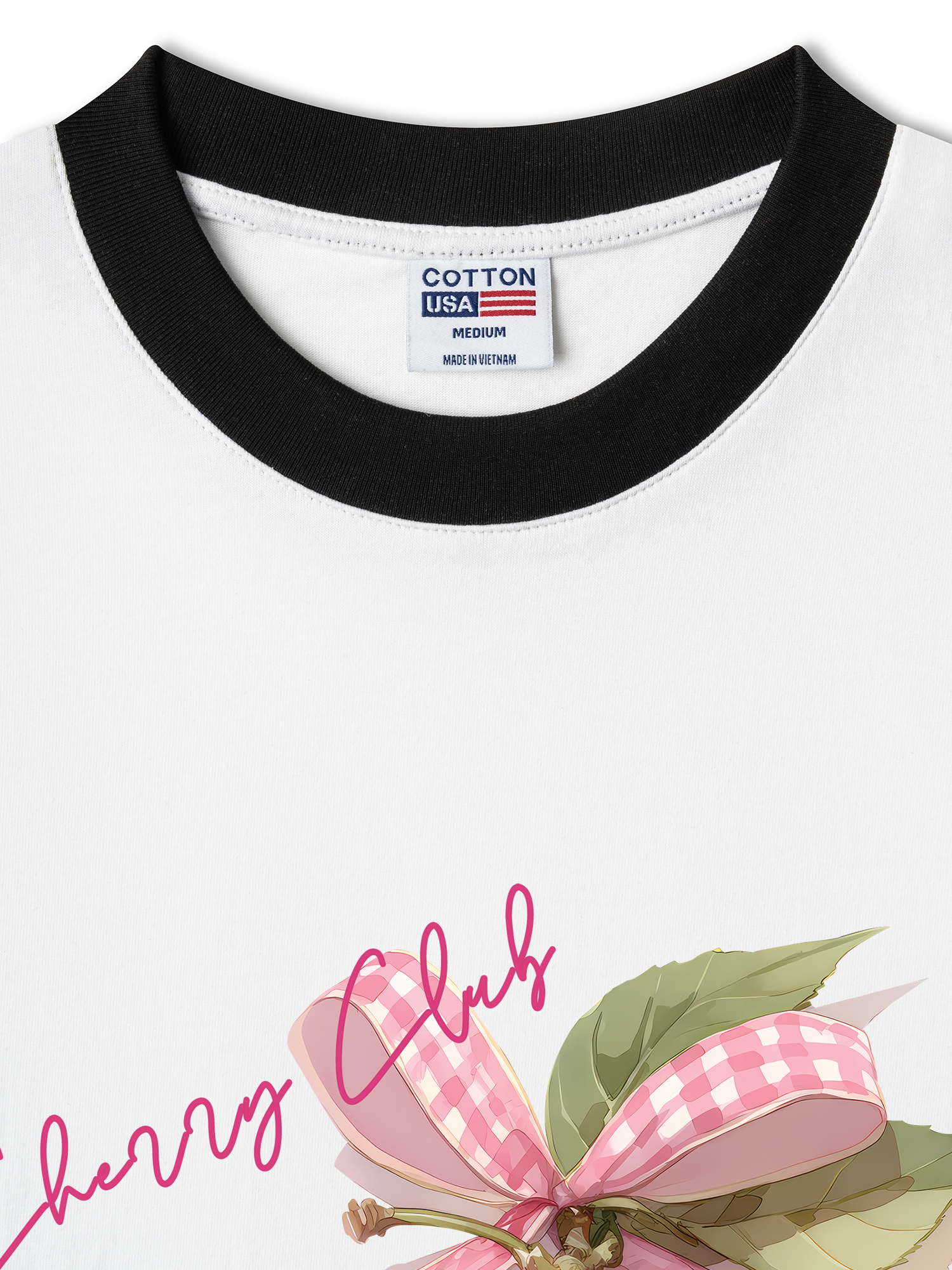 Áo Thun Ringer Relaxed Fit Cherry Club Pink Plaid