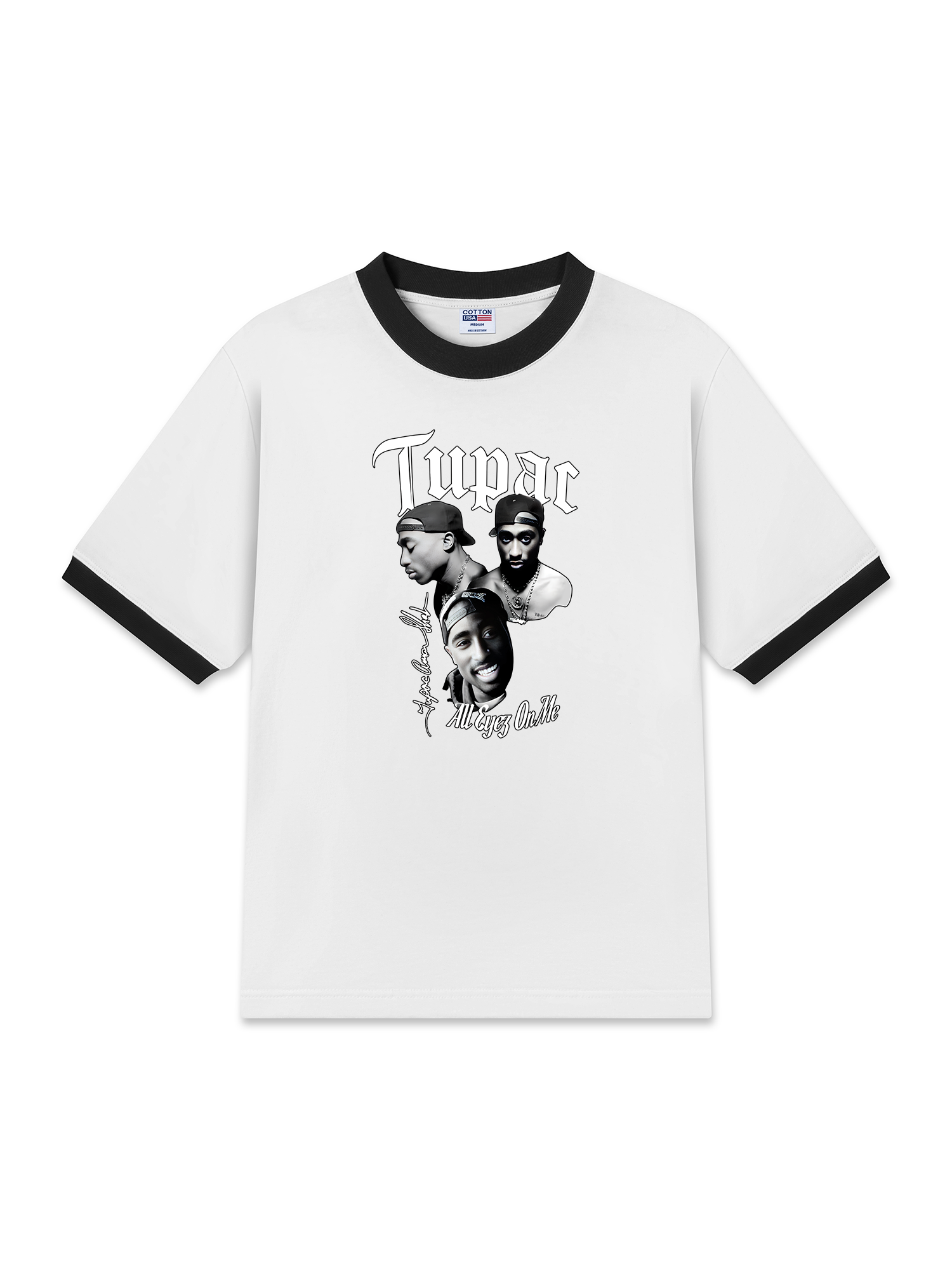 Áo Thun Ringer Relaxed Fit Rapper Tuppac All Eyes OIn Me