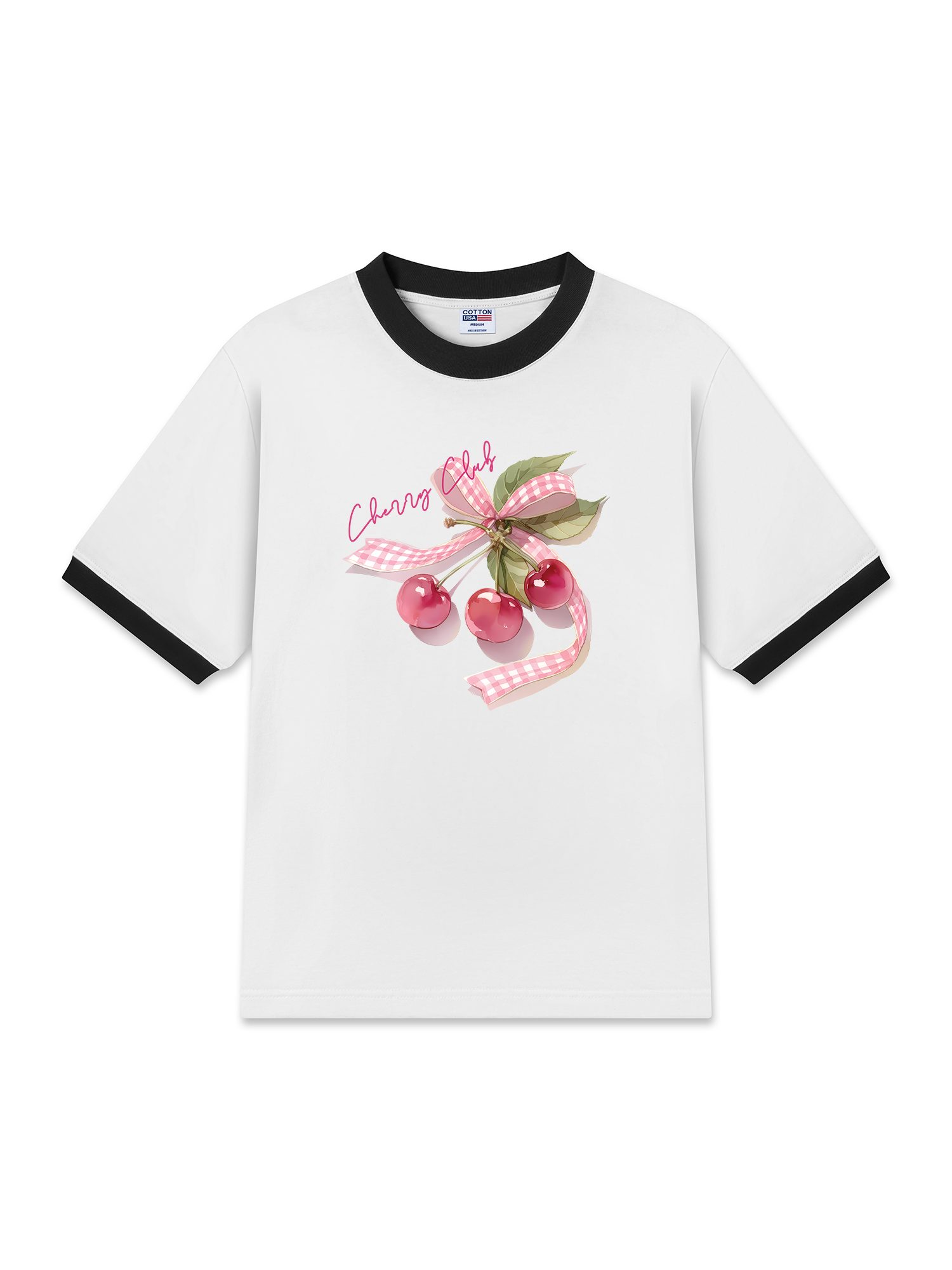 Áo Thun Ringer Relaxed Fit Cherry Club Pink Plaid