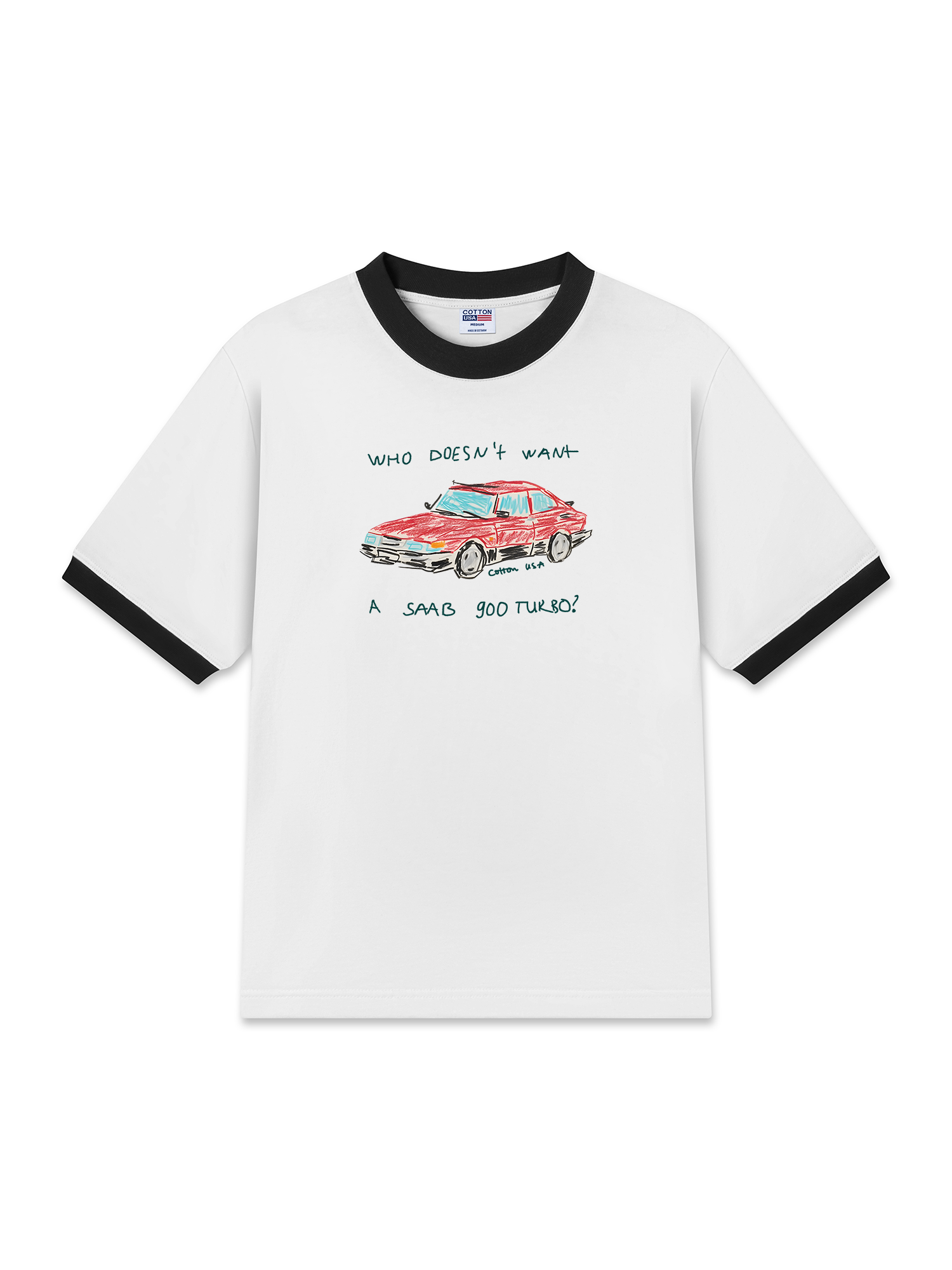 Áo Thun Ringer Relaxed Fit Classic Car Crayon Car