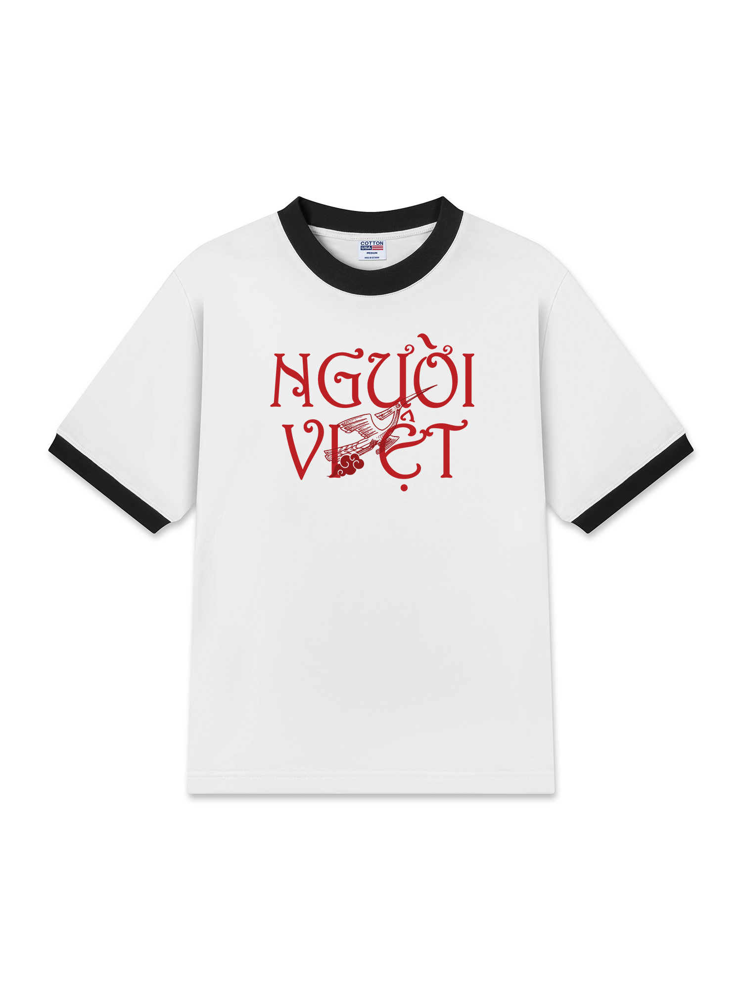 Áo Thun Ringer Relaxed Fit Người Việt - Máu Đỏ Da Vàng