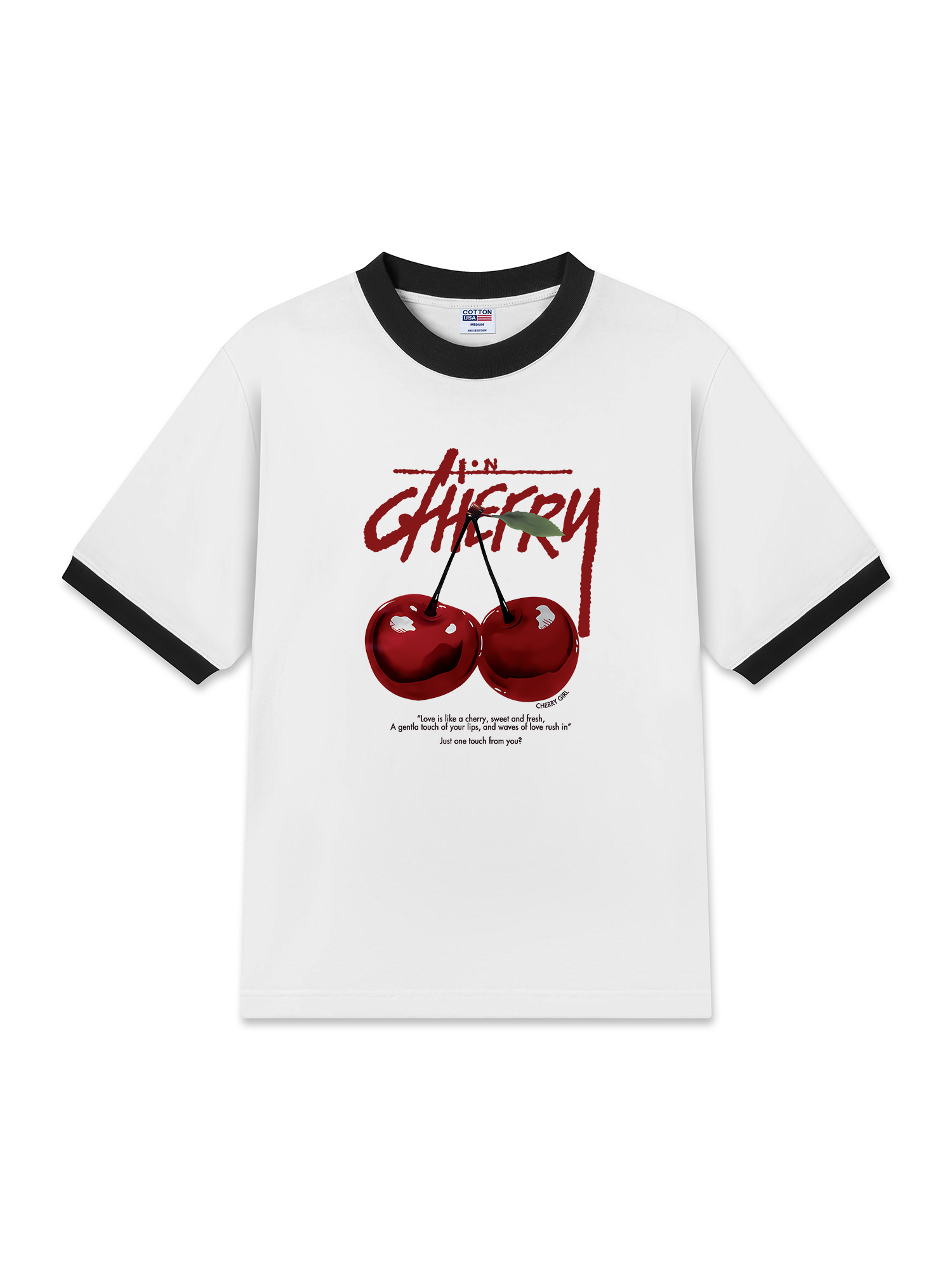Áo Thun Ringer Relaxed Fit Cherry X Cotton USA