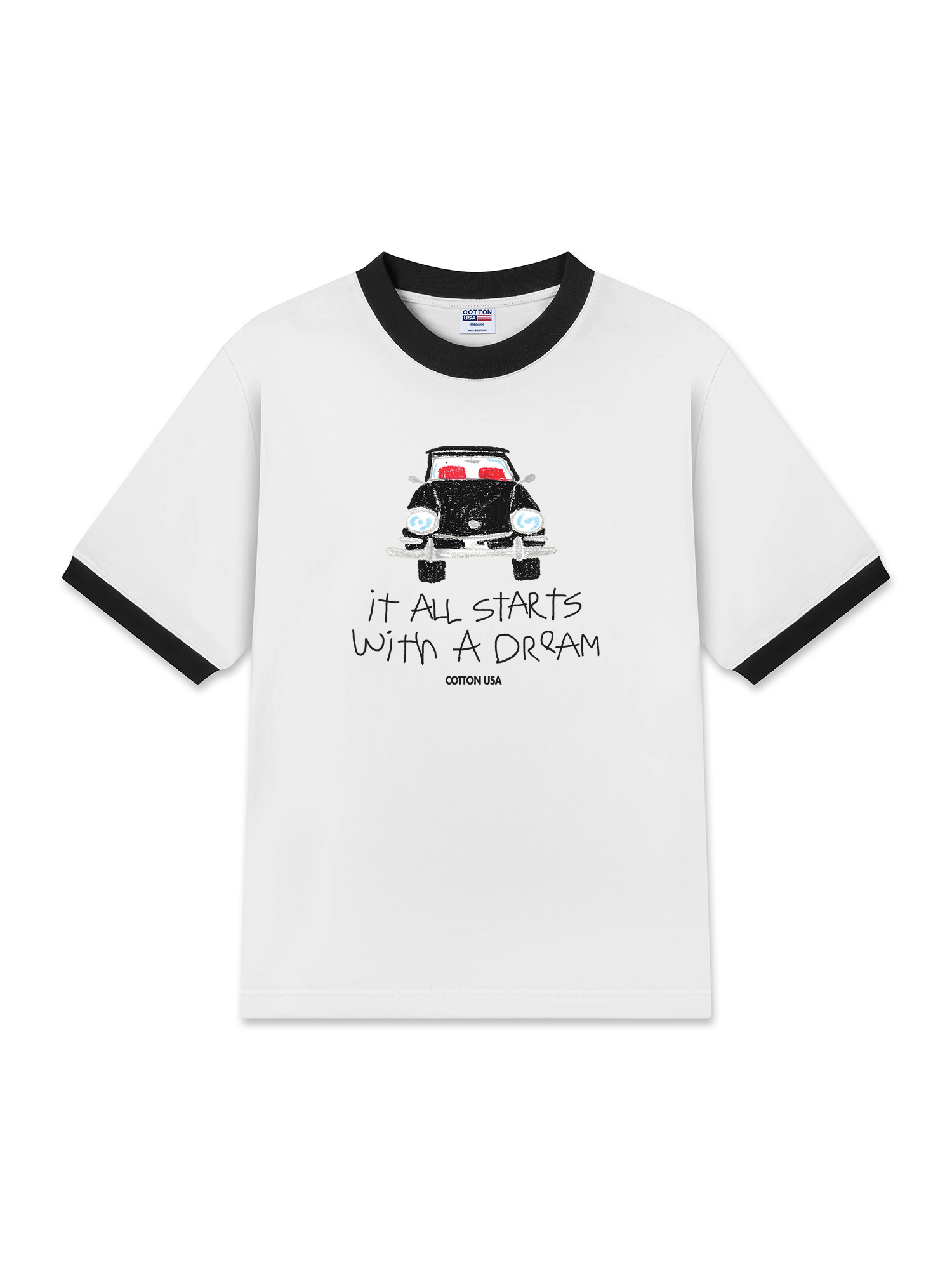 Áo Thun Ringer Relaxed Fit Classic Car Dream Crayon