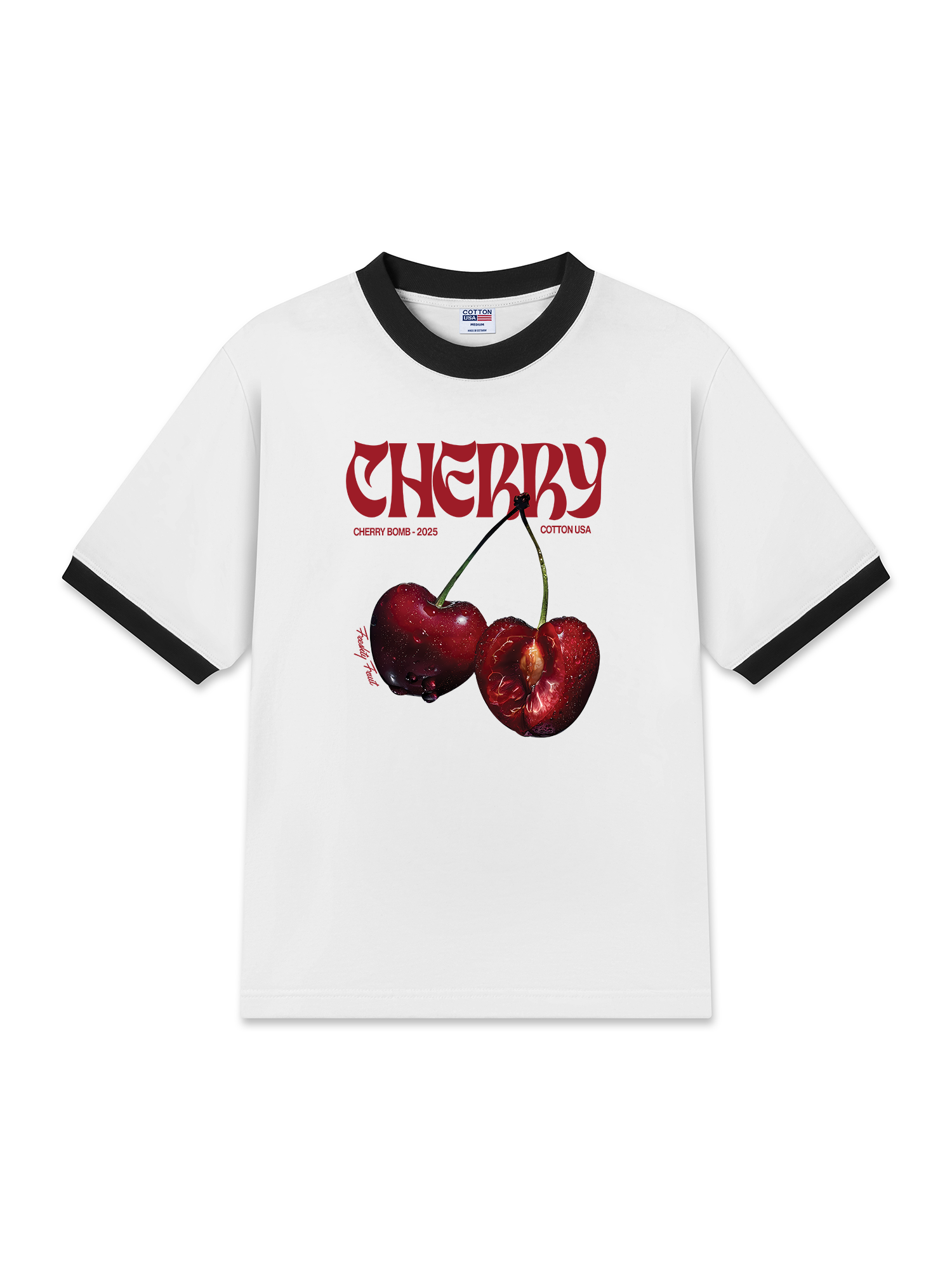 Áo Thun Ringer Relaxed Fit Cherry Freshty Fruit