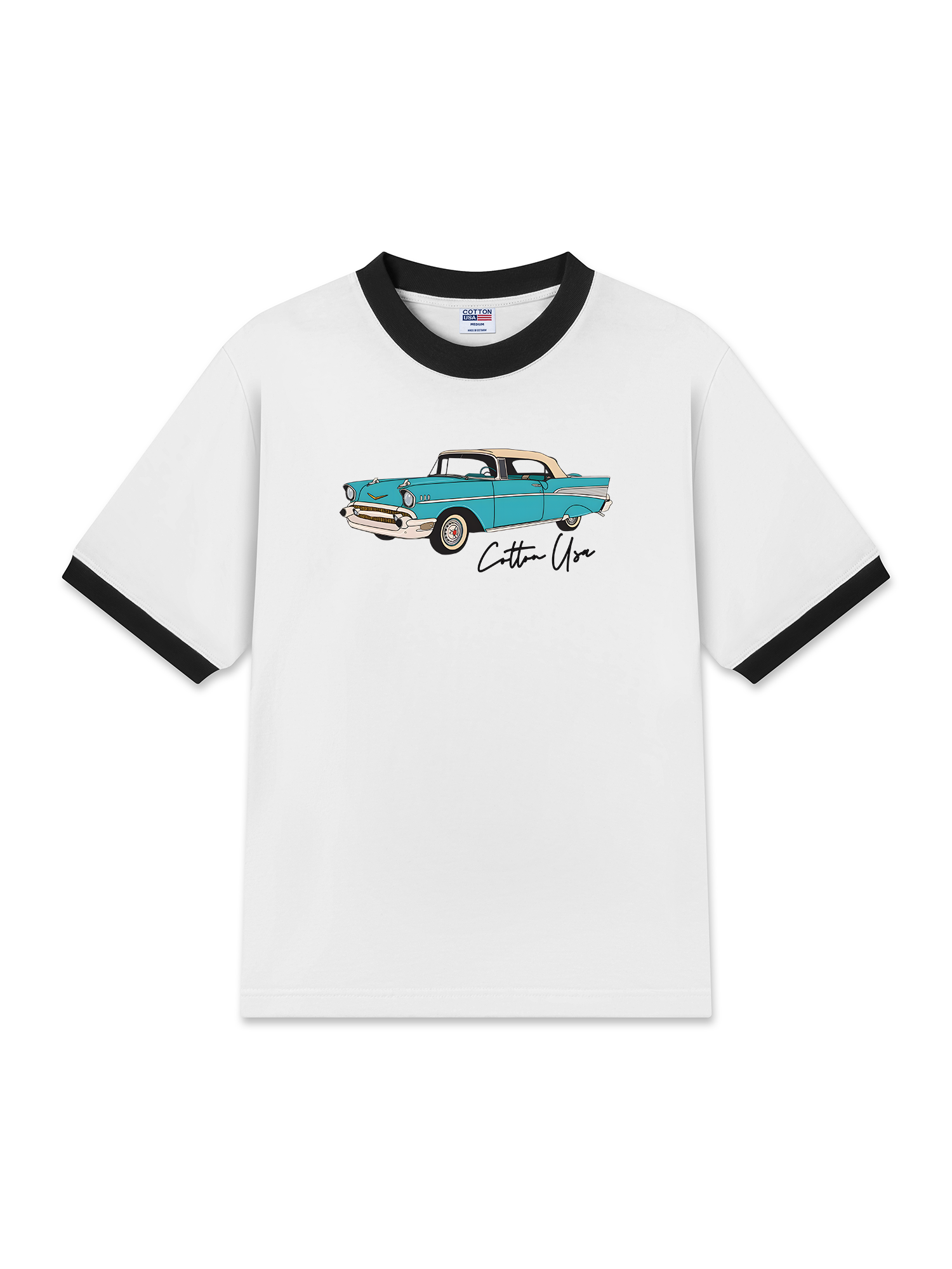 Áo Thun Ringer Relaxed Fit Classic Car Blue