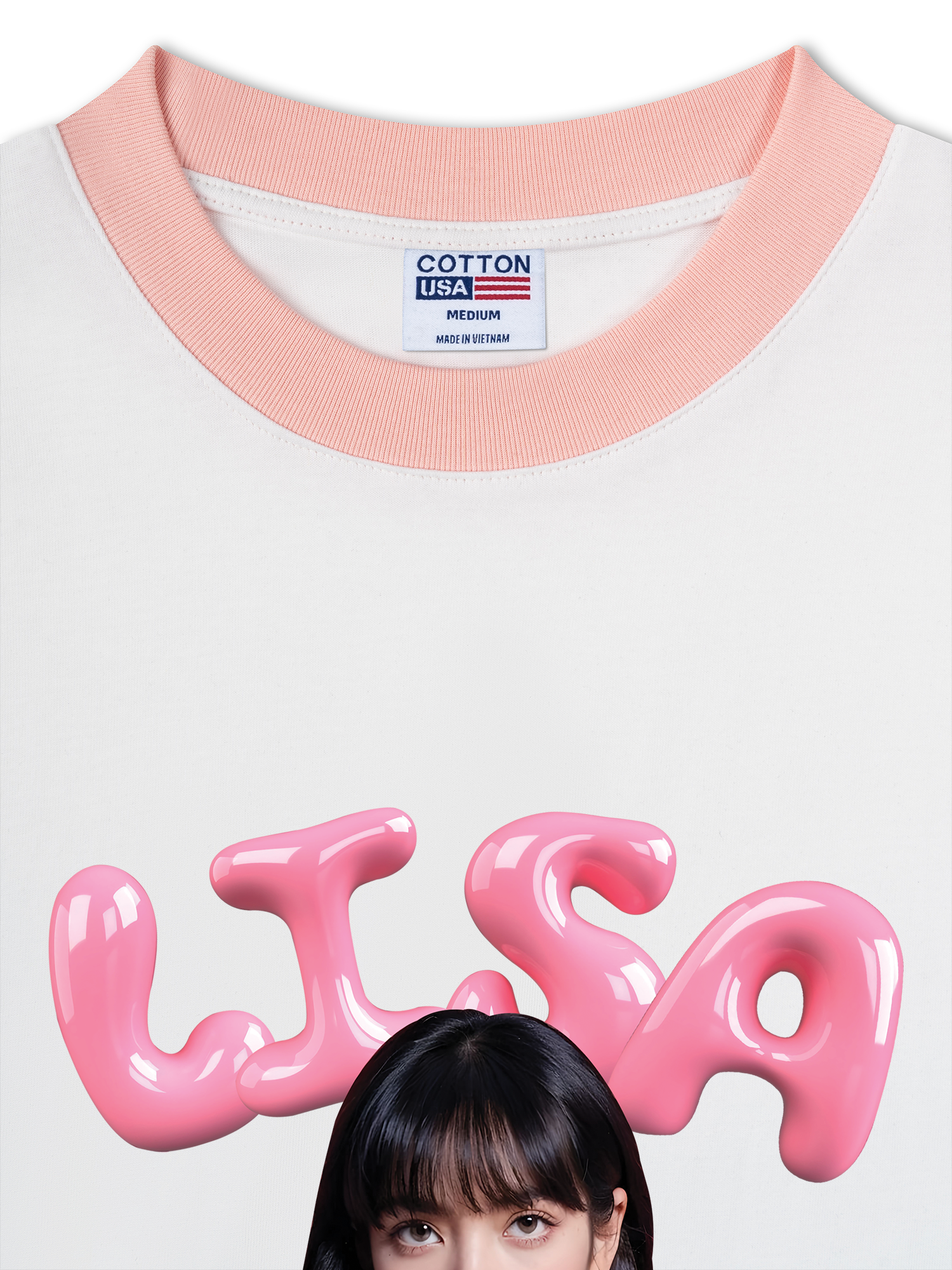 Áo Thun Ringer Relaxed Fit Black Pink Lisa