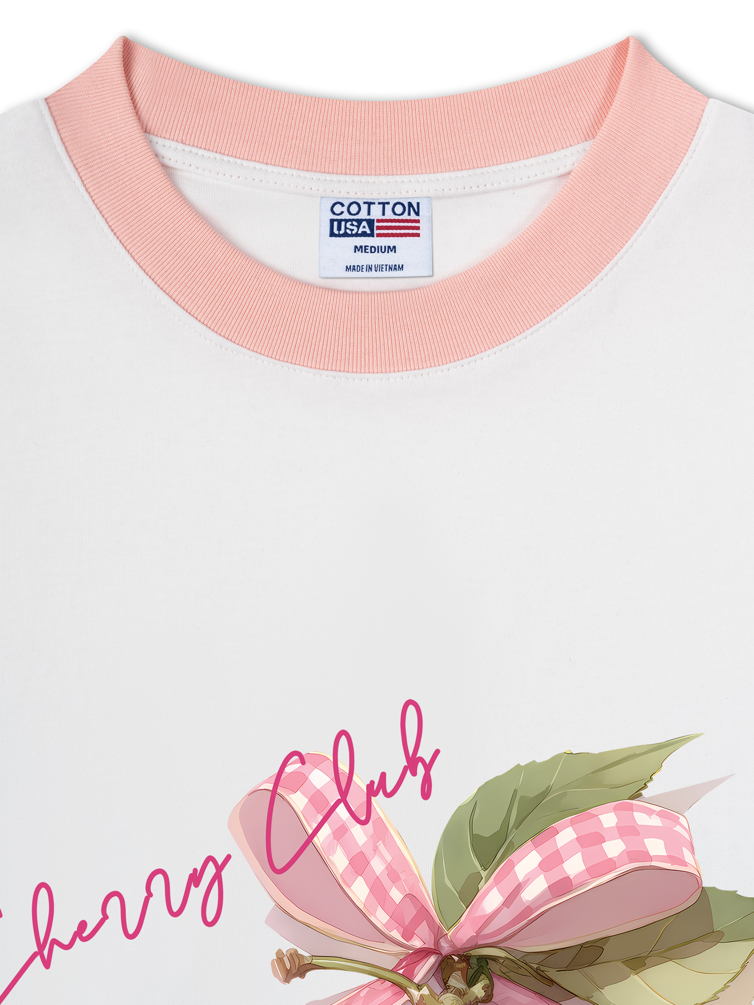 Áo Thun Ringer Relaxed Fit Cherry Club Pink Plaid