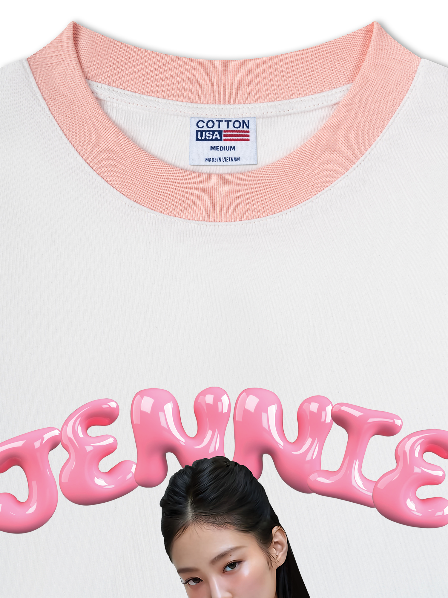 Áo Thun Ringer Relaxed Fit Black Pink Jennie In Your Area