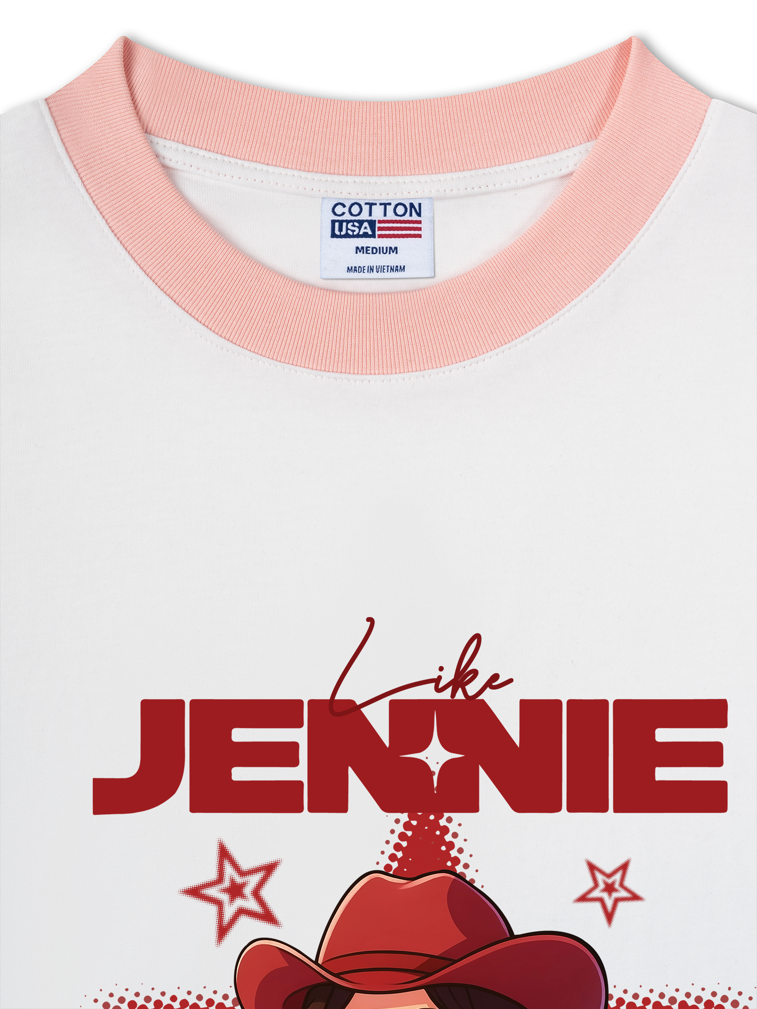 Áo Thun Ringer Relaxed Fit Black Pink Like Jenie