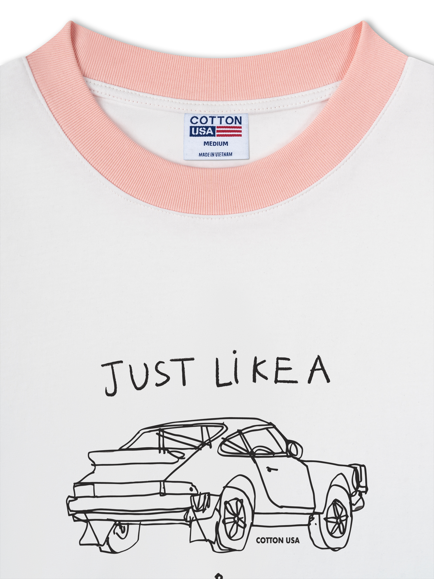 Áo Thun Ringer Relaxed Fit Classic Car Black And White