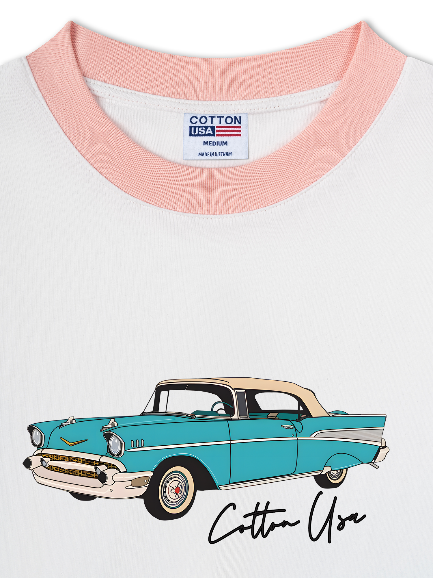 Áo Thun Ringer Relaxed Fit Classic Car Blue