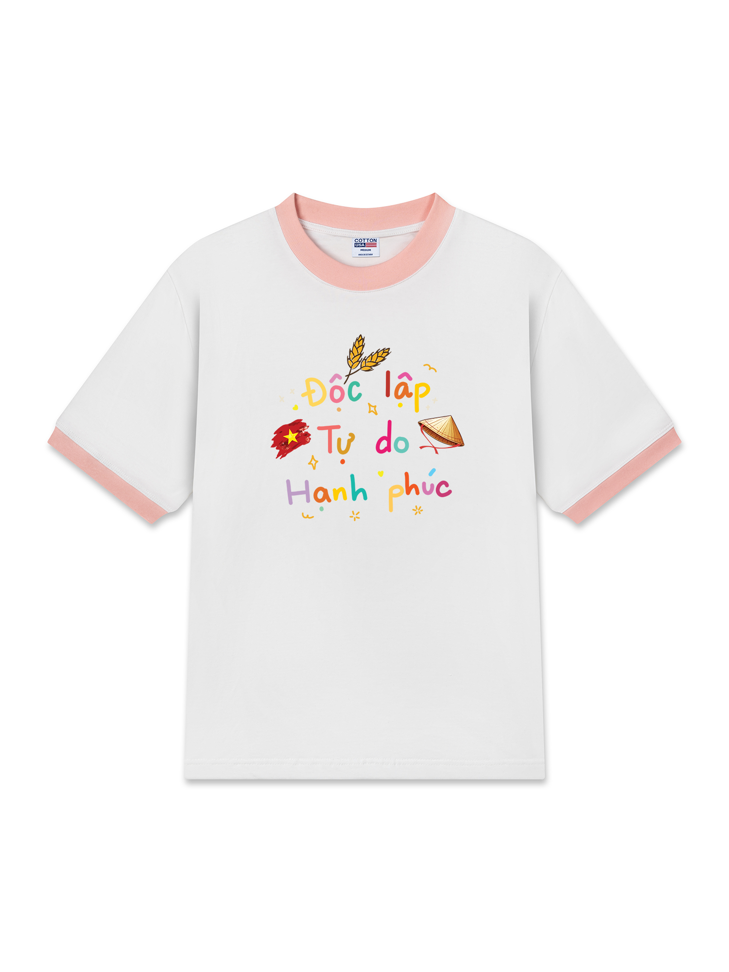 Áo Thun Ringer Relaxed Fit Độc Lập - Tự Do - Hạnh Phúc