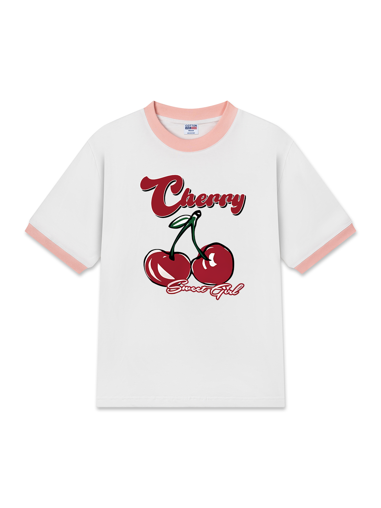 Áo Thun Ringer Relaxed Fit Cherry Sweet Girl