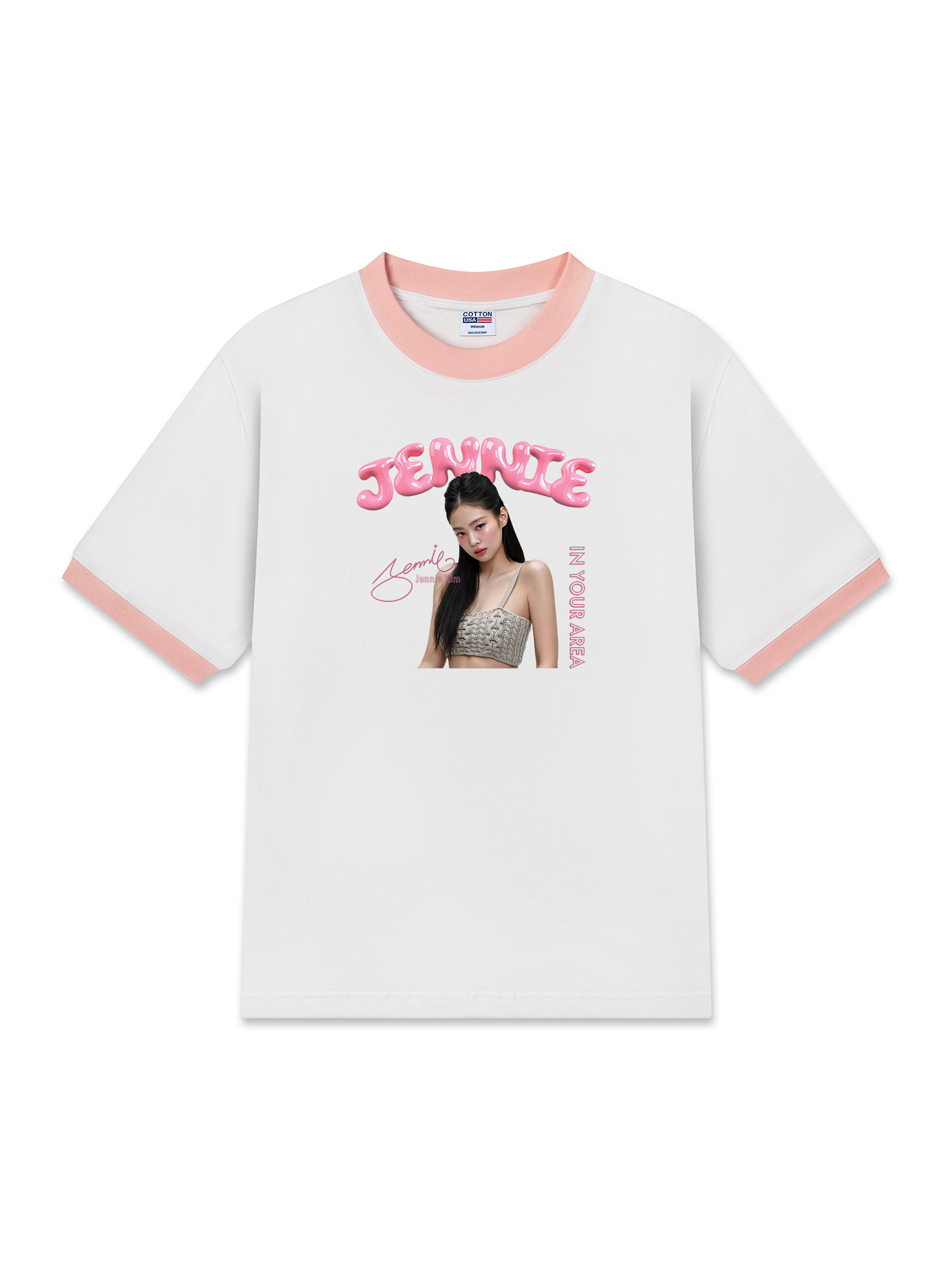 Áo Thun Ringer Relaxed Fit Black Pink Jennie In Your Area