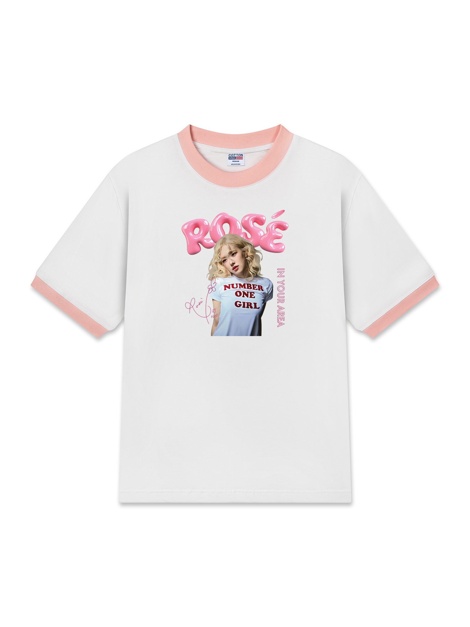 Áo Thun Ringer Relaxed Fit Black Pink Rose