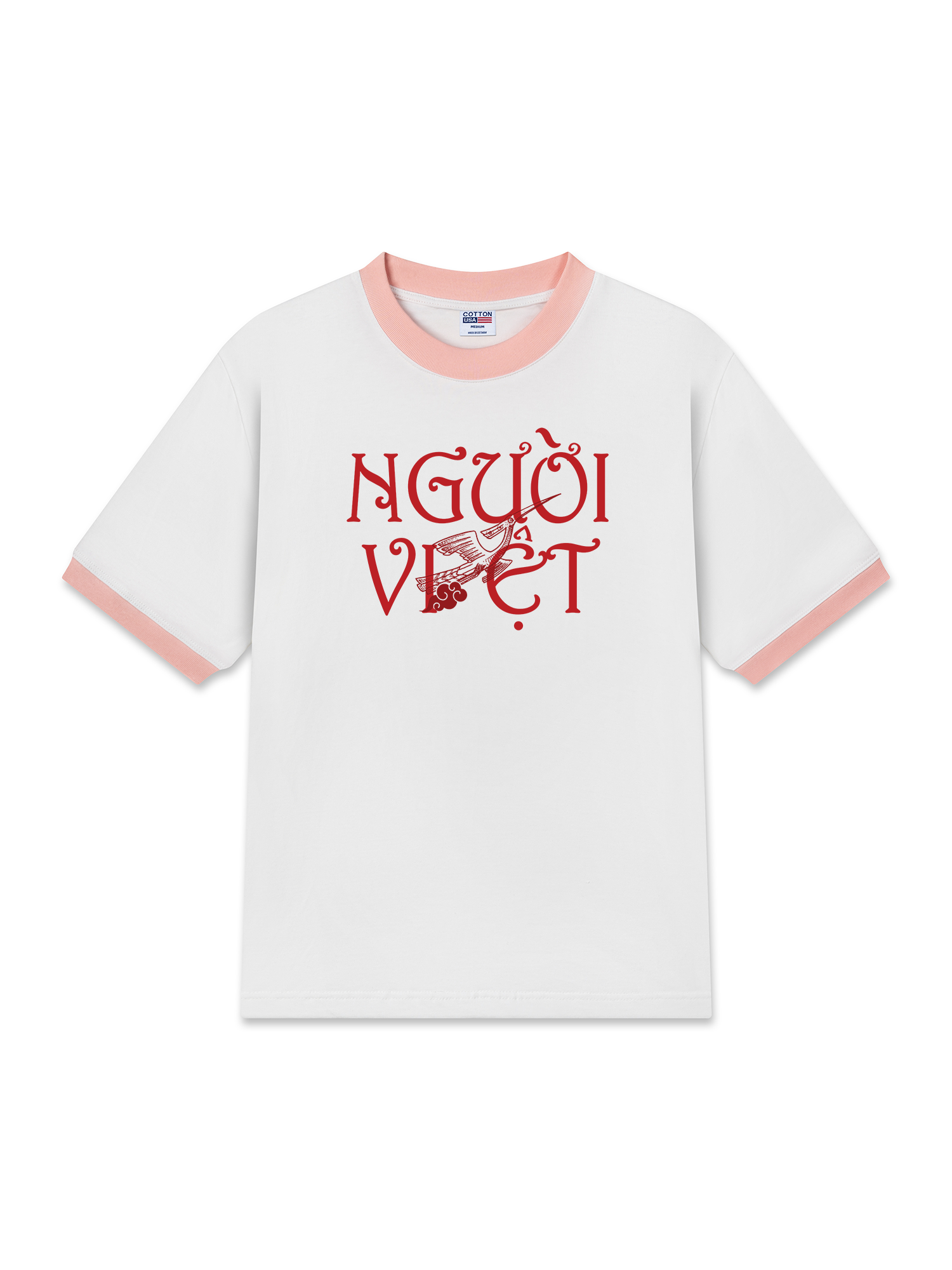 Áo Thun Ringer Relaxed Fit Người Việt - Máu Đỏ Da Vàng