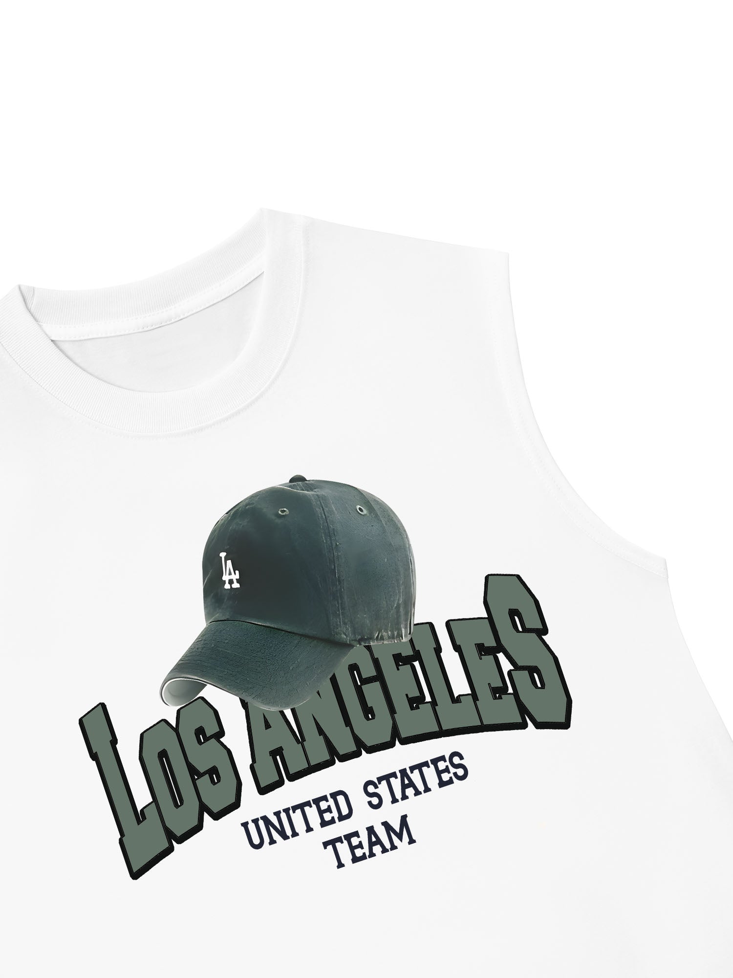 Áo Ba Lỗ Relaxed Fit USA Los Ageles Green Hat