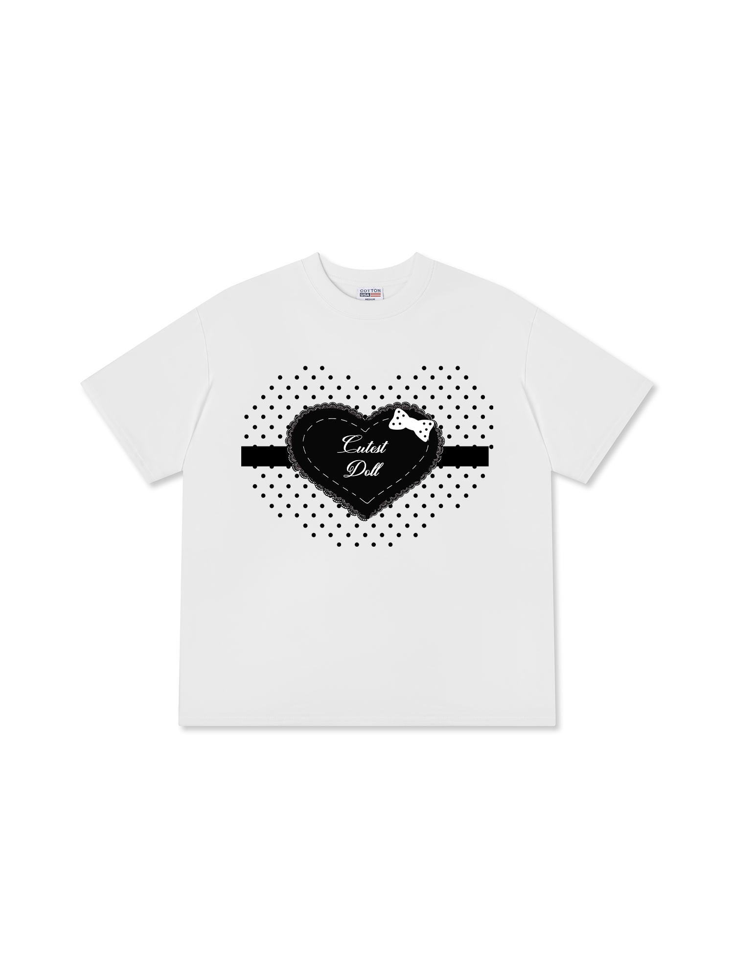 Áo Thun Relaxed Fit Dotty Mood Lace Heart Cutest Doll Baby