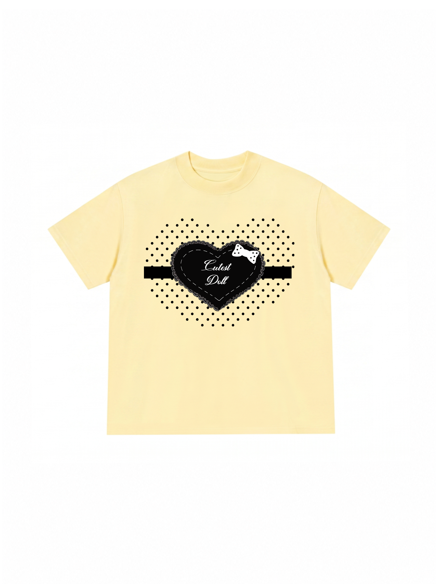 Áo Thun Relaxed Fit Dotty Mood Lace Heart Cutest Doll Baby