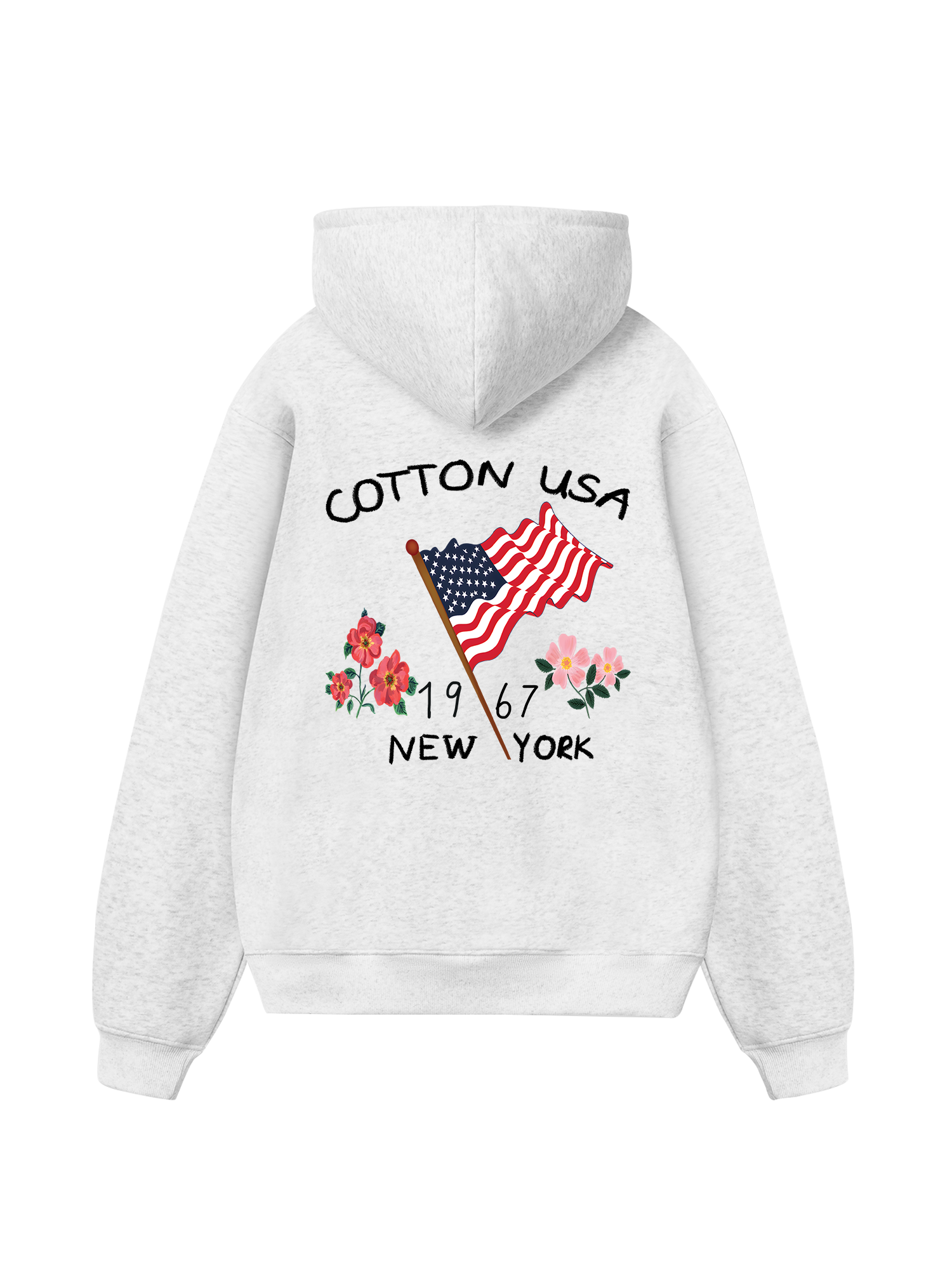 USA Floral Cotton Usa Hoodie