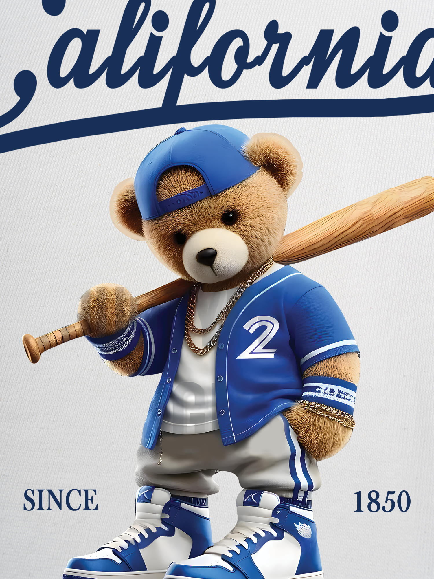 Áo Thun Ringer Relaxed Fit Baseball California Blue Teddy