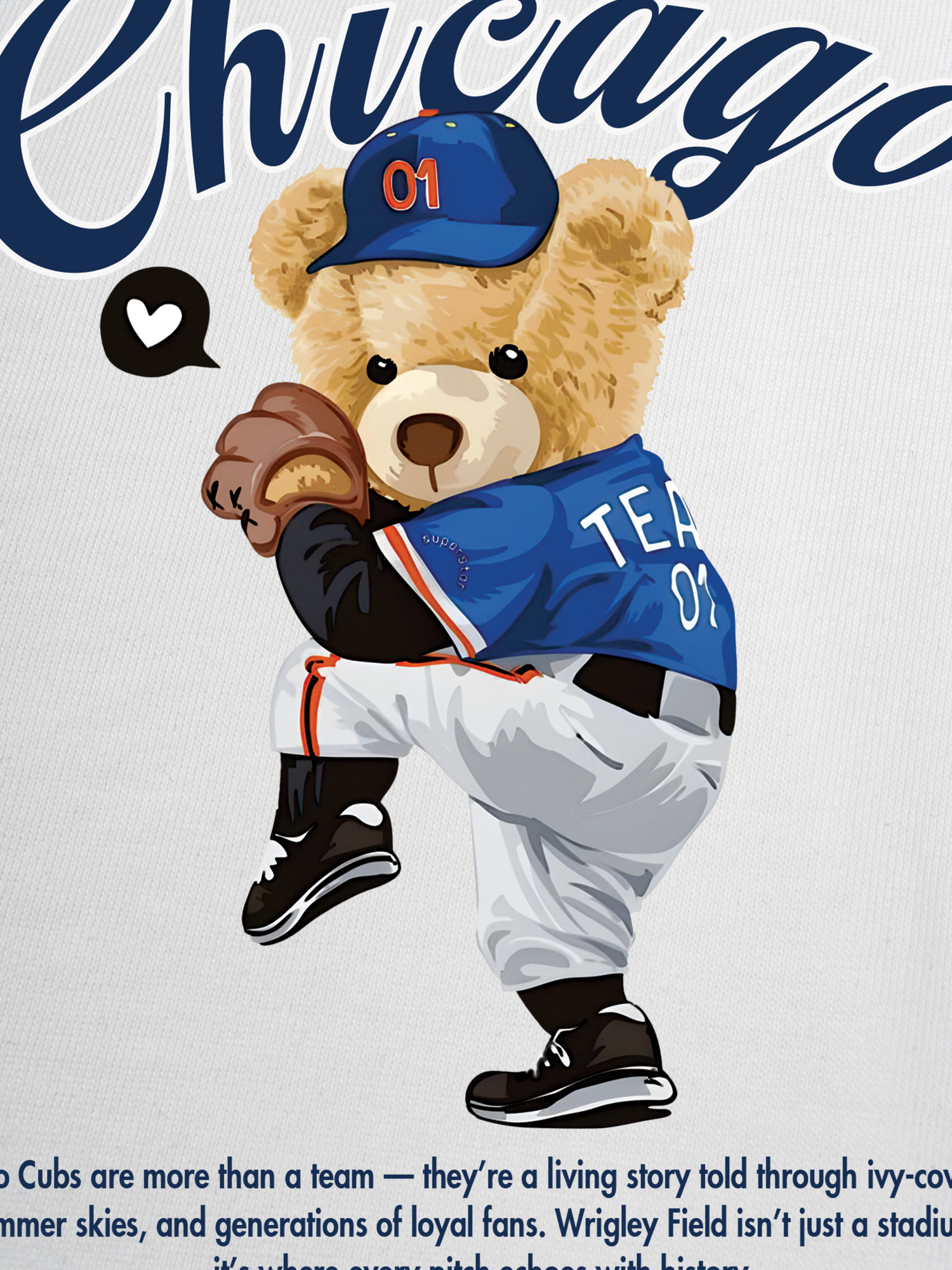 Áo Thun Ringer Relaxed Fit Baseball Chicago Cubs