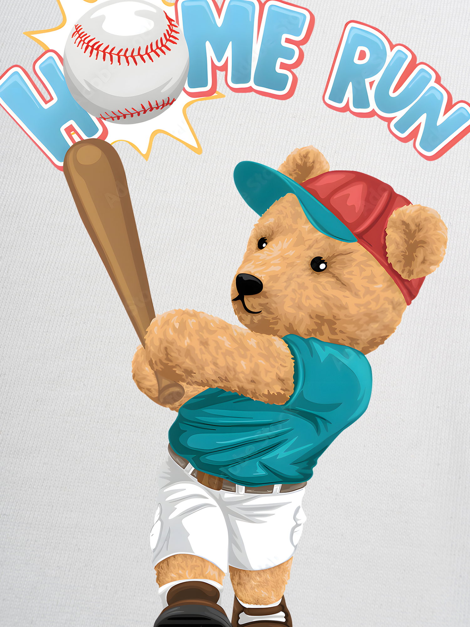 Áo Thun Ringer Relaxed Fit Baseball Home Run Teddy Bear