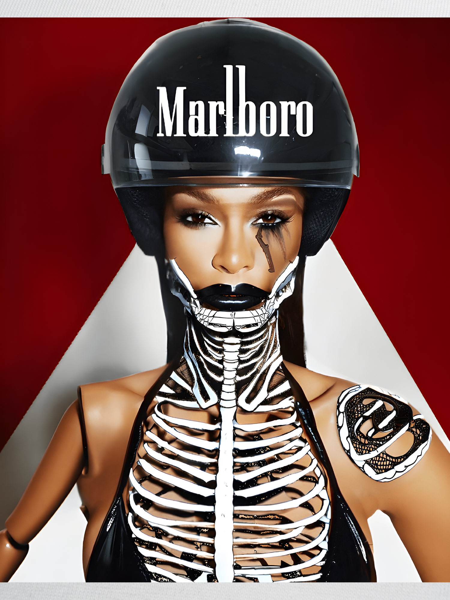 Áo Thun Ringer Relaxed Fit Marlboro Goth Barbie