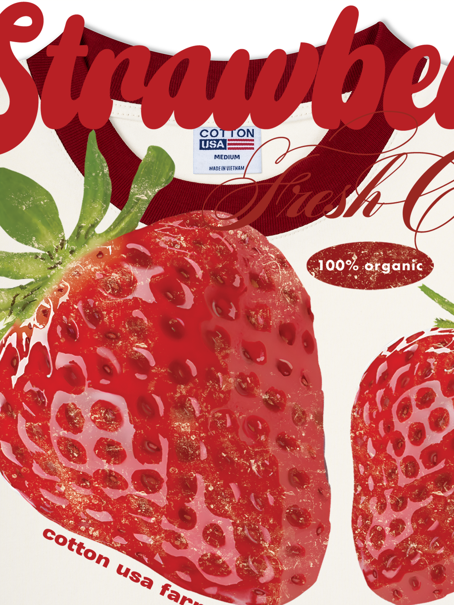 Áo Thun Ringer Relaxed Fit Tropical Strawberry Fresh Club