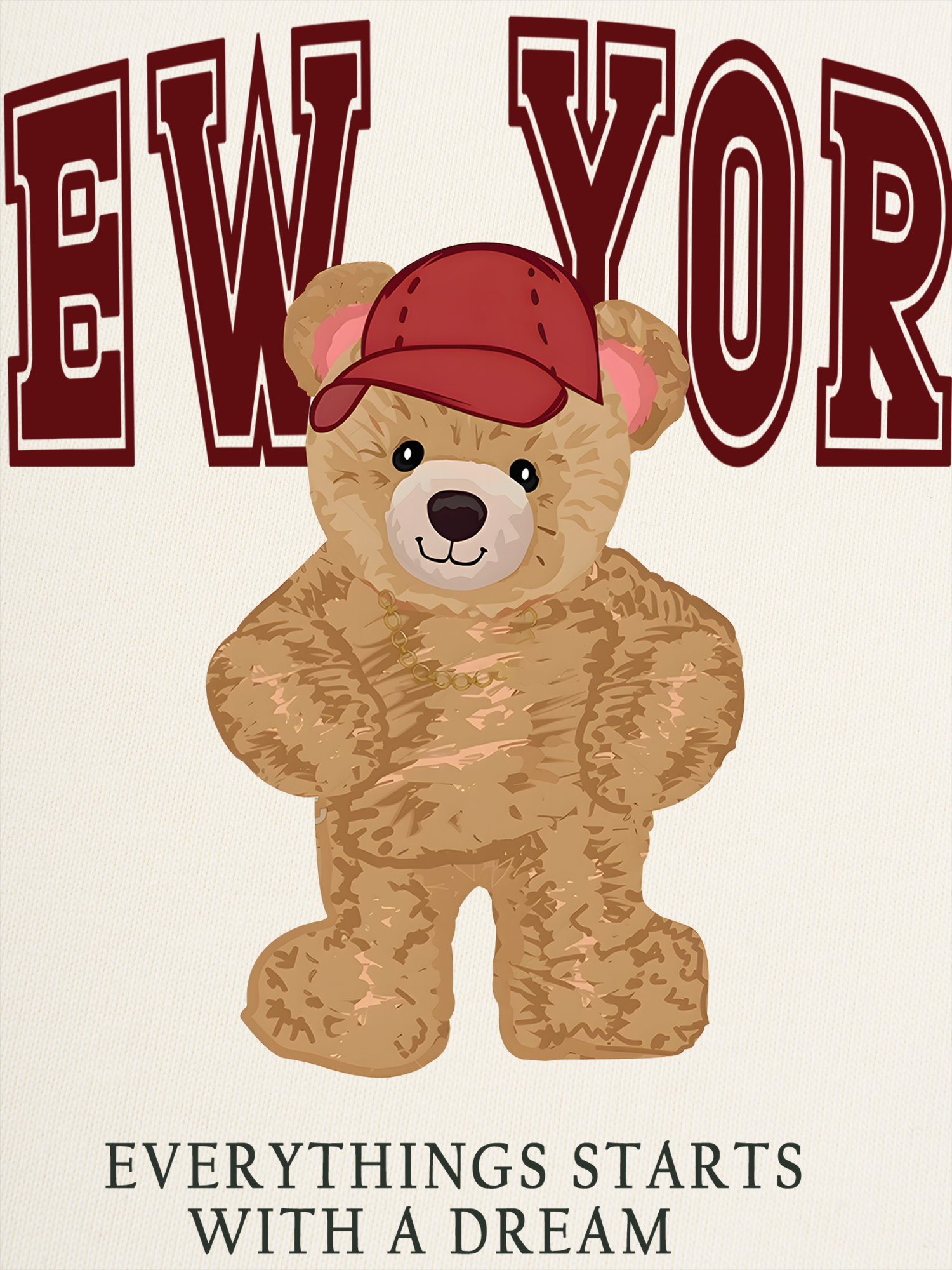 Áo Thun Ringer Relaxed Fit City New York Red Bear