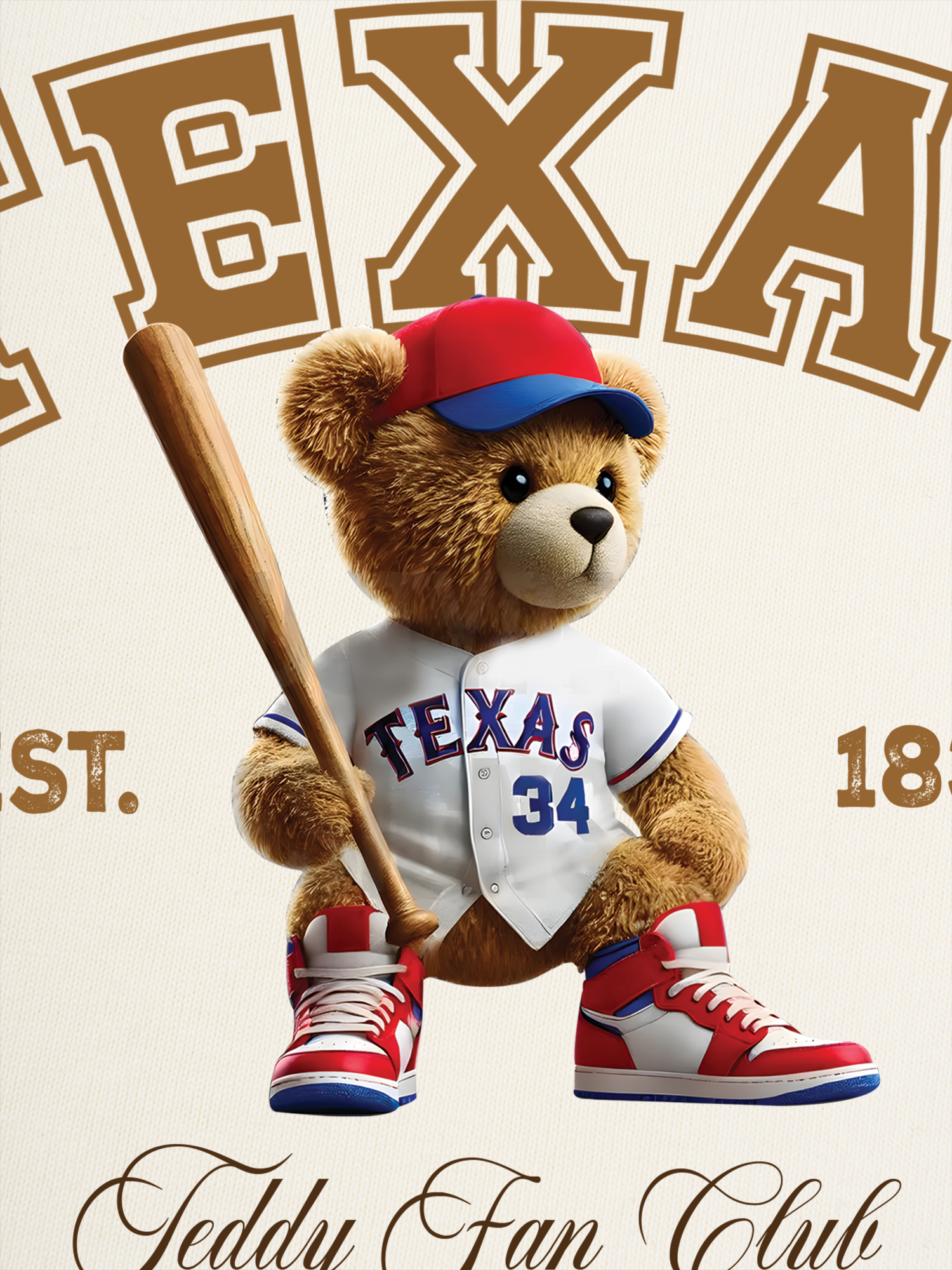 Áo Thun Ringer Relaxed Fit Baseball Texas Teddy Fan Club