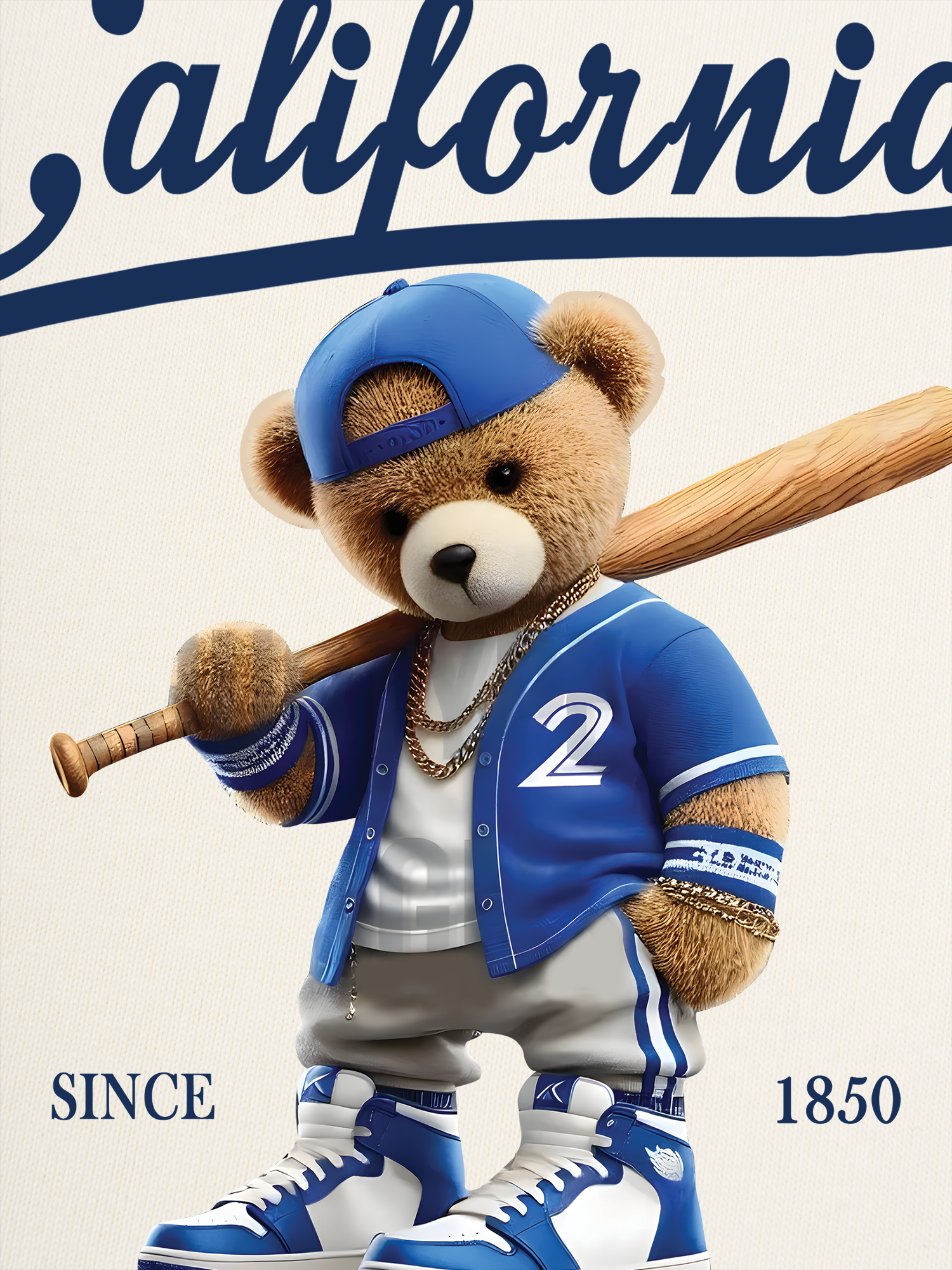 Áo Thun Ringer Relaxed Fit Baseball California Blue Teddy