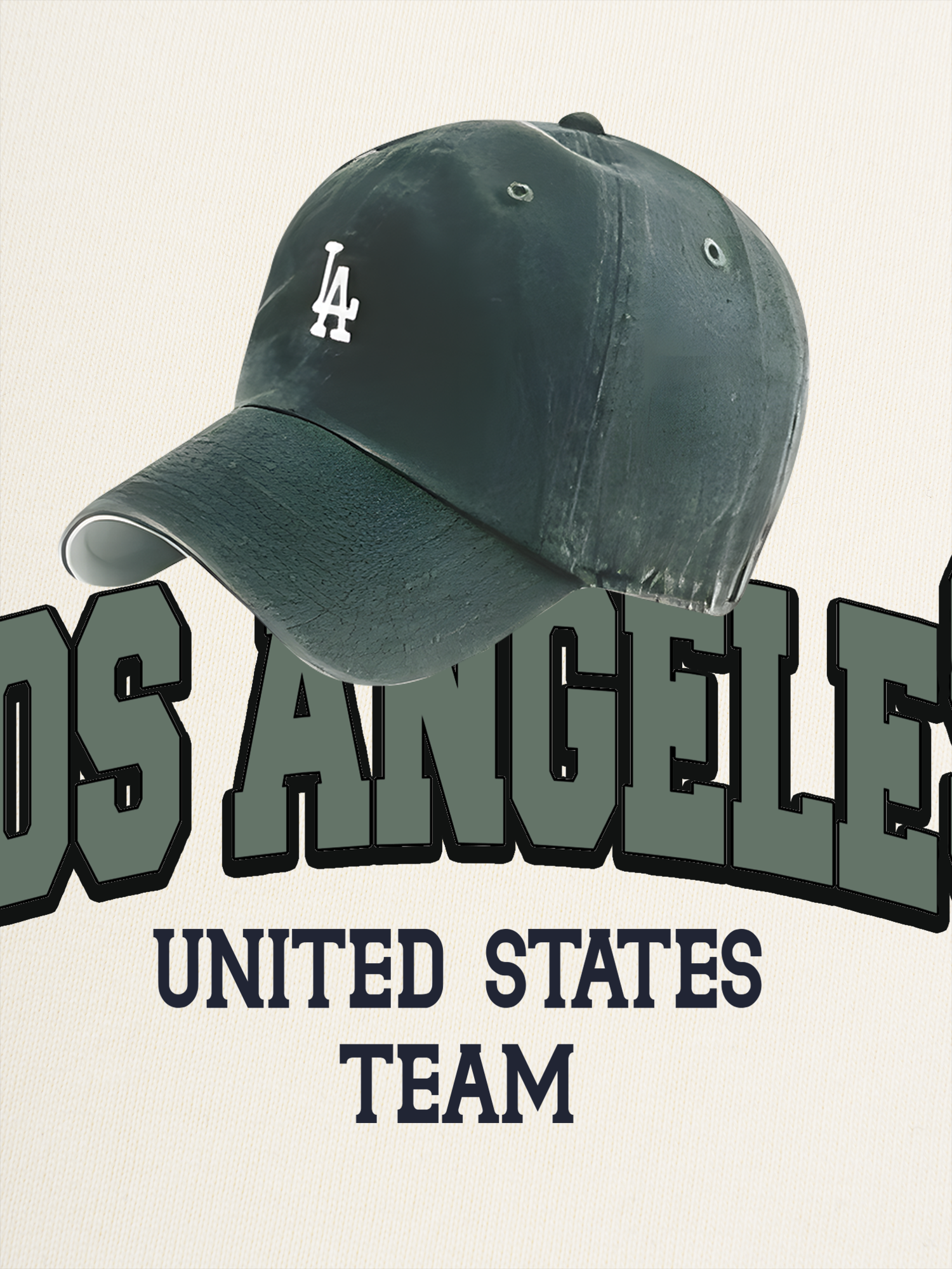 Áo Thun Ringer Relaxed Fit USA Los Ageles Green Hat
