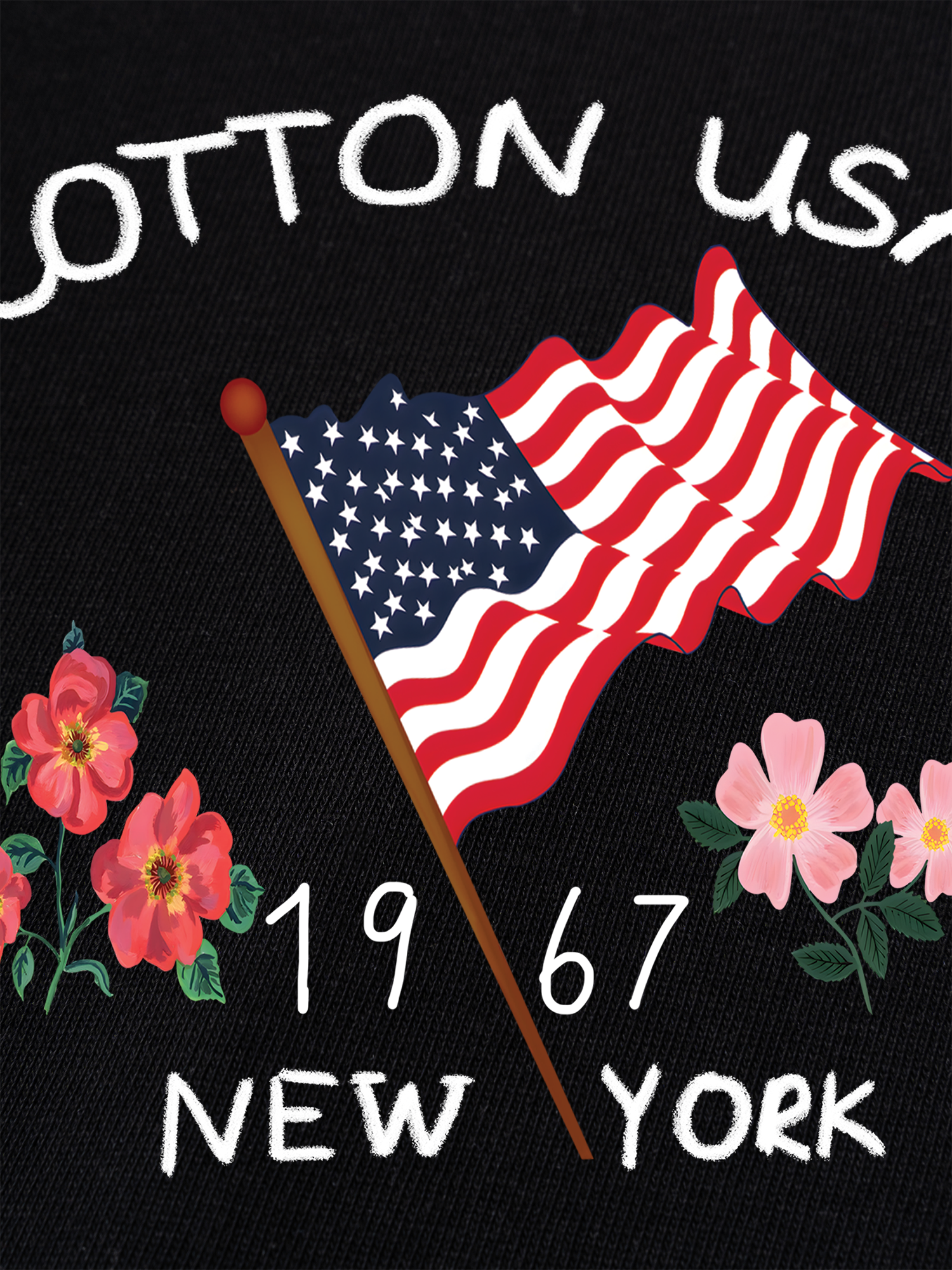 Áo Thun Ringer Relaxed Fit USA Floral Cotton Usa