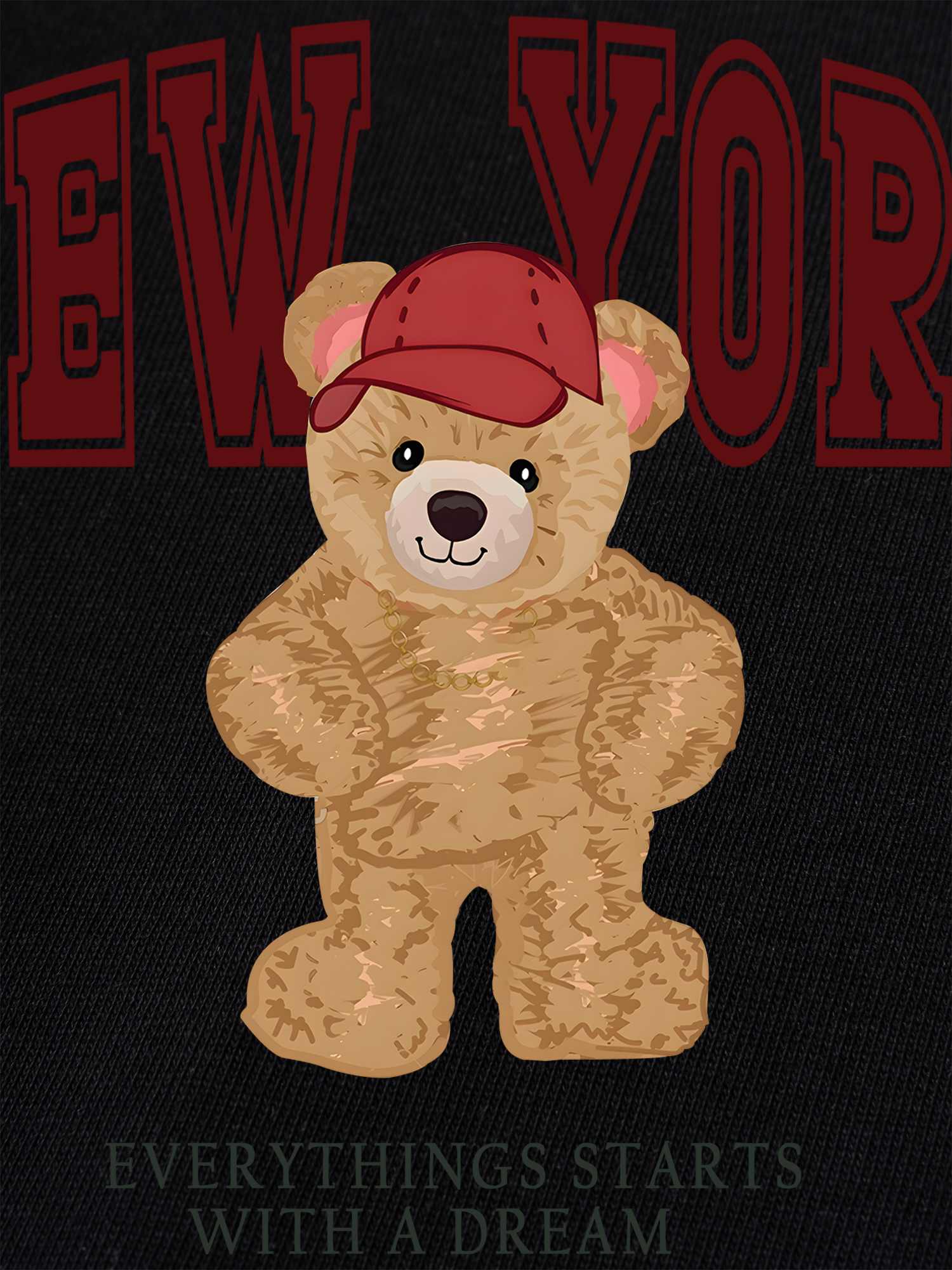 Áo Thun Ringer Relaxed Fit City New York Red Bear