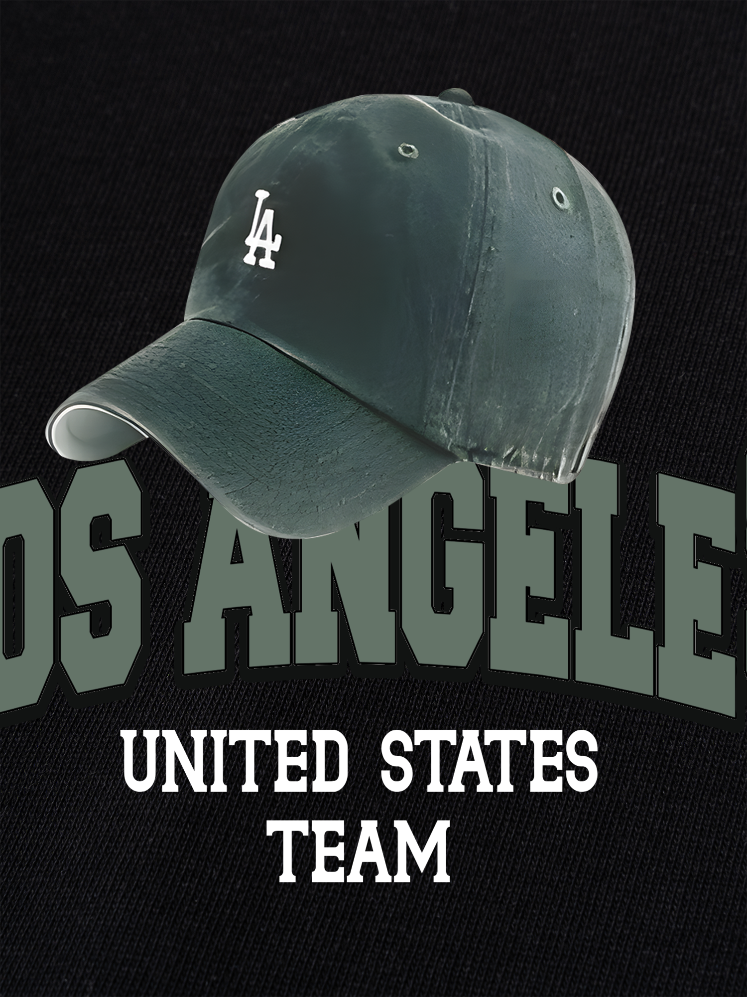 Áo Thun Ringer Relaxed Fit USA Los Ageles Green Hat