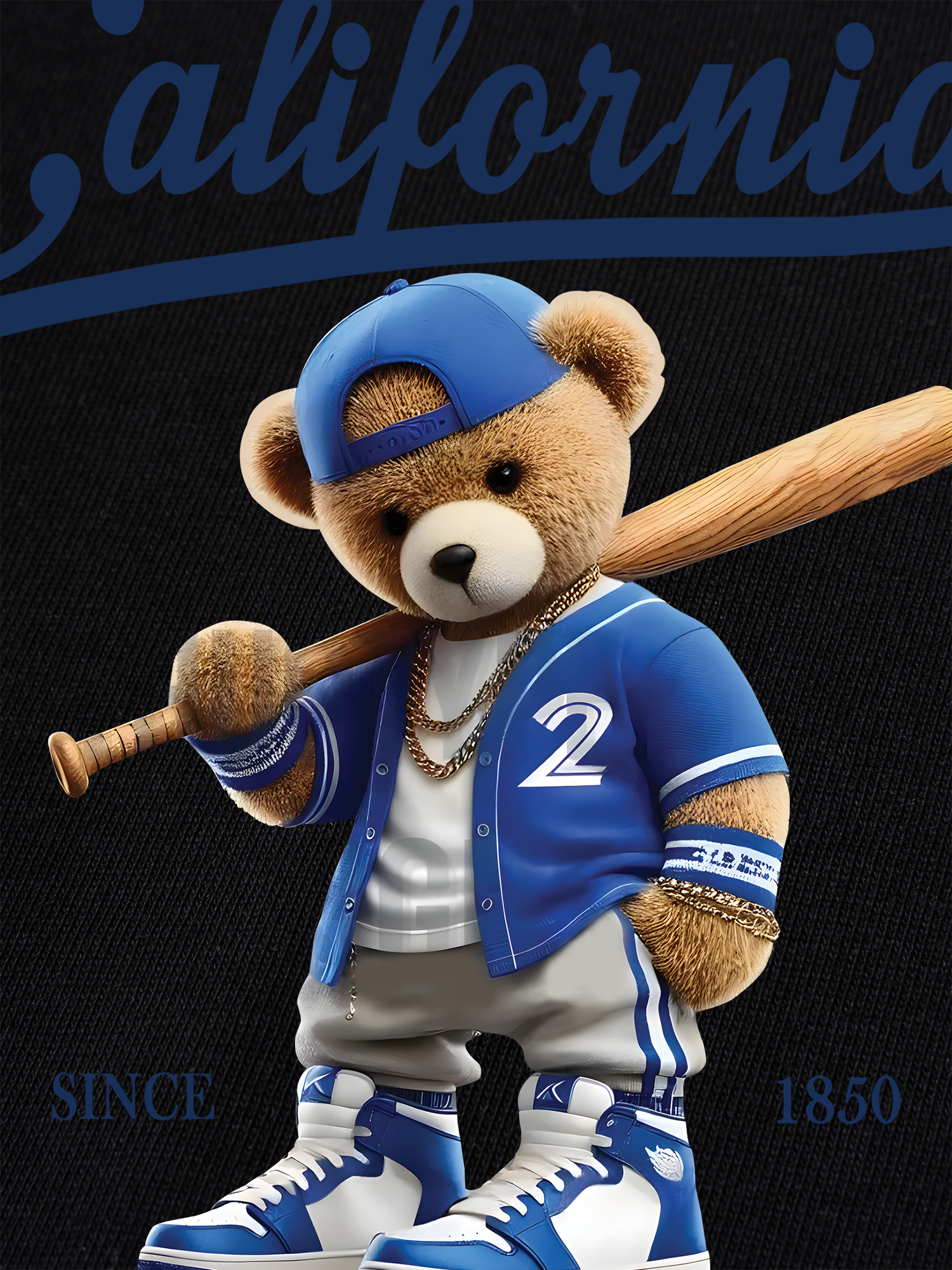 Áo Thun Ringer Relaxed Fit Baseball California Blue Teddy