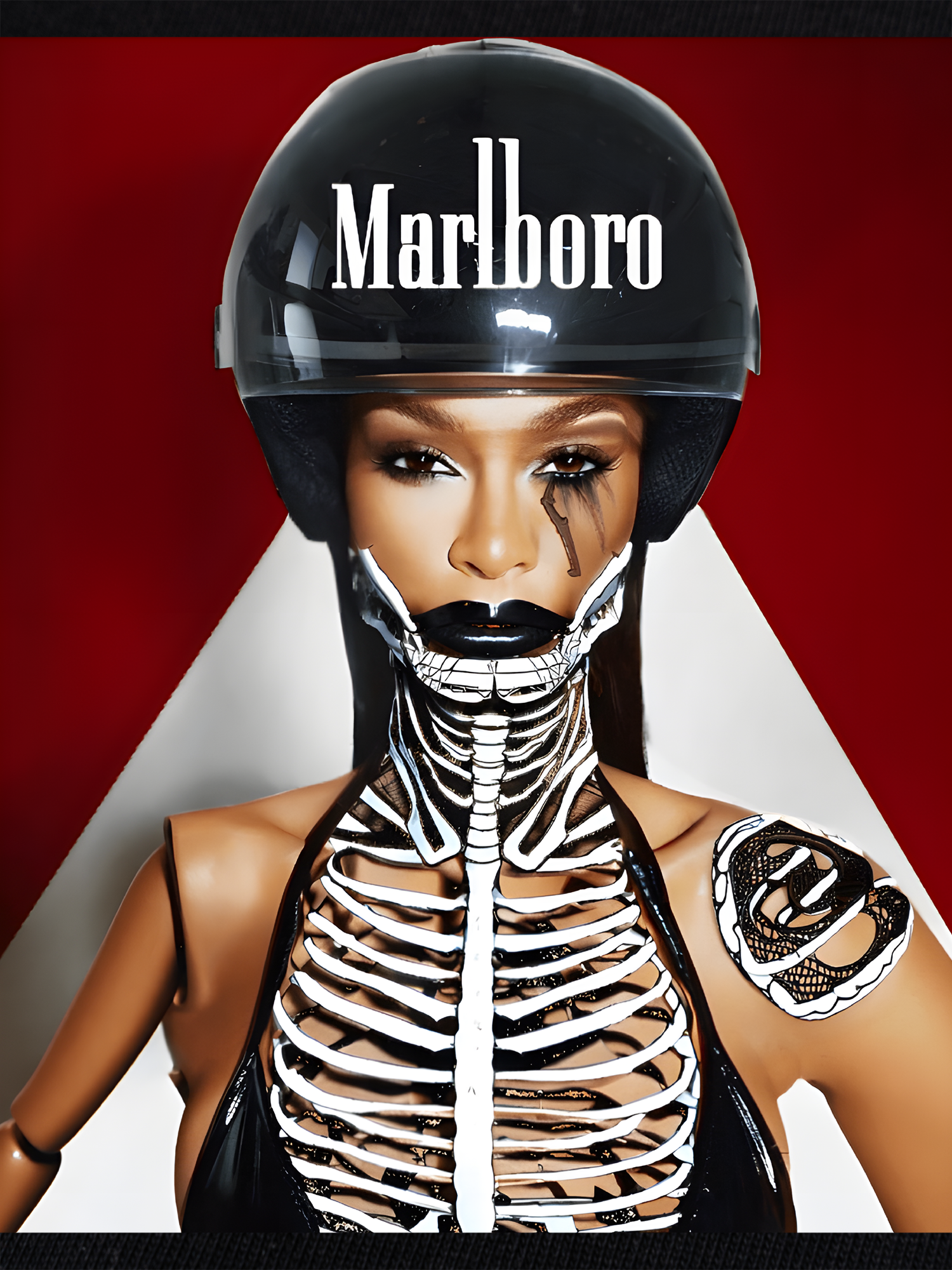 Áo Thun Ringer Relaxed Fit Marlboro Goth Barbie