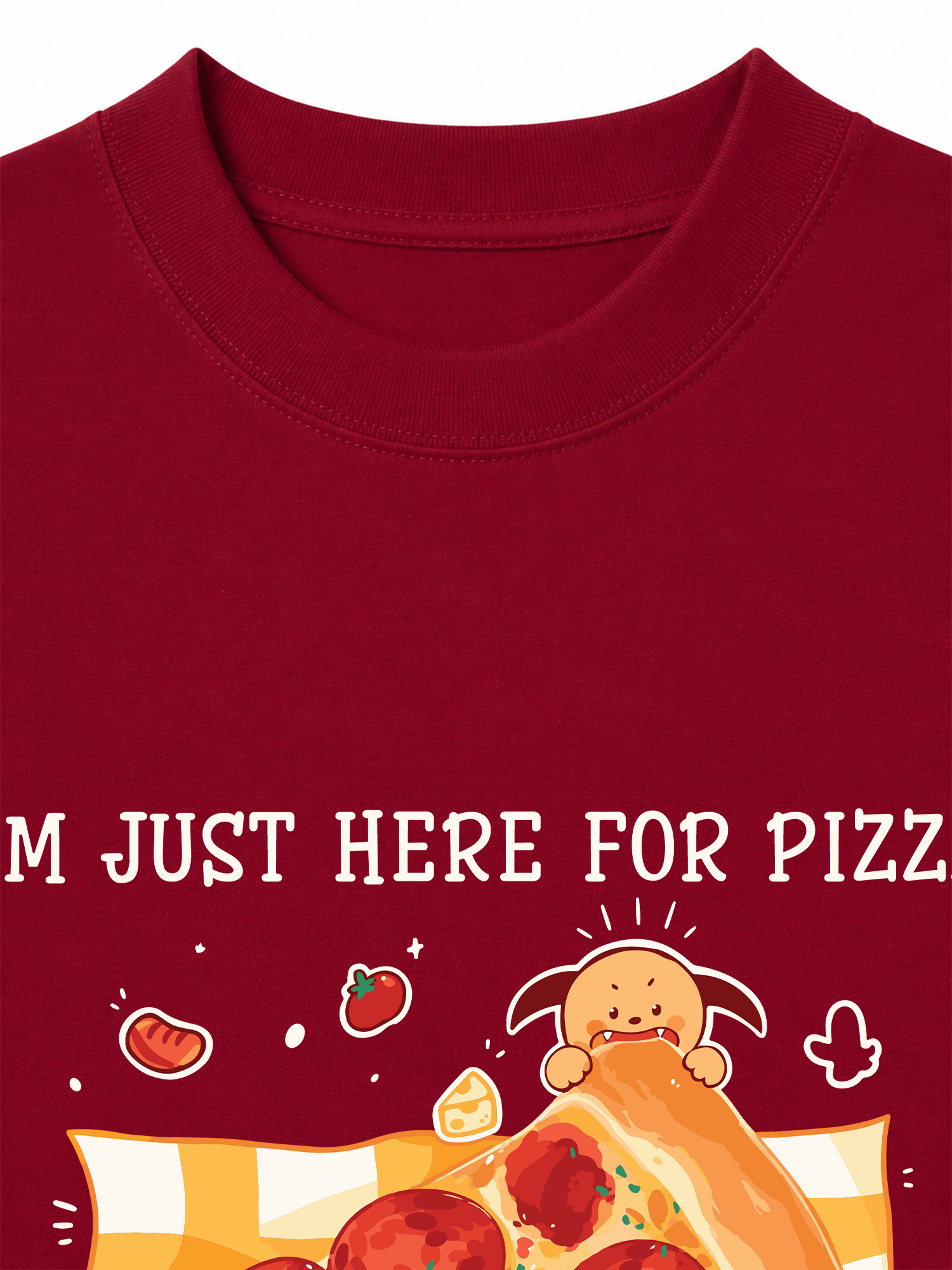 Áo Thun Relaxed Fit Yummy Mood I Just Here For Pizza