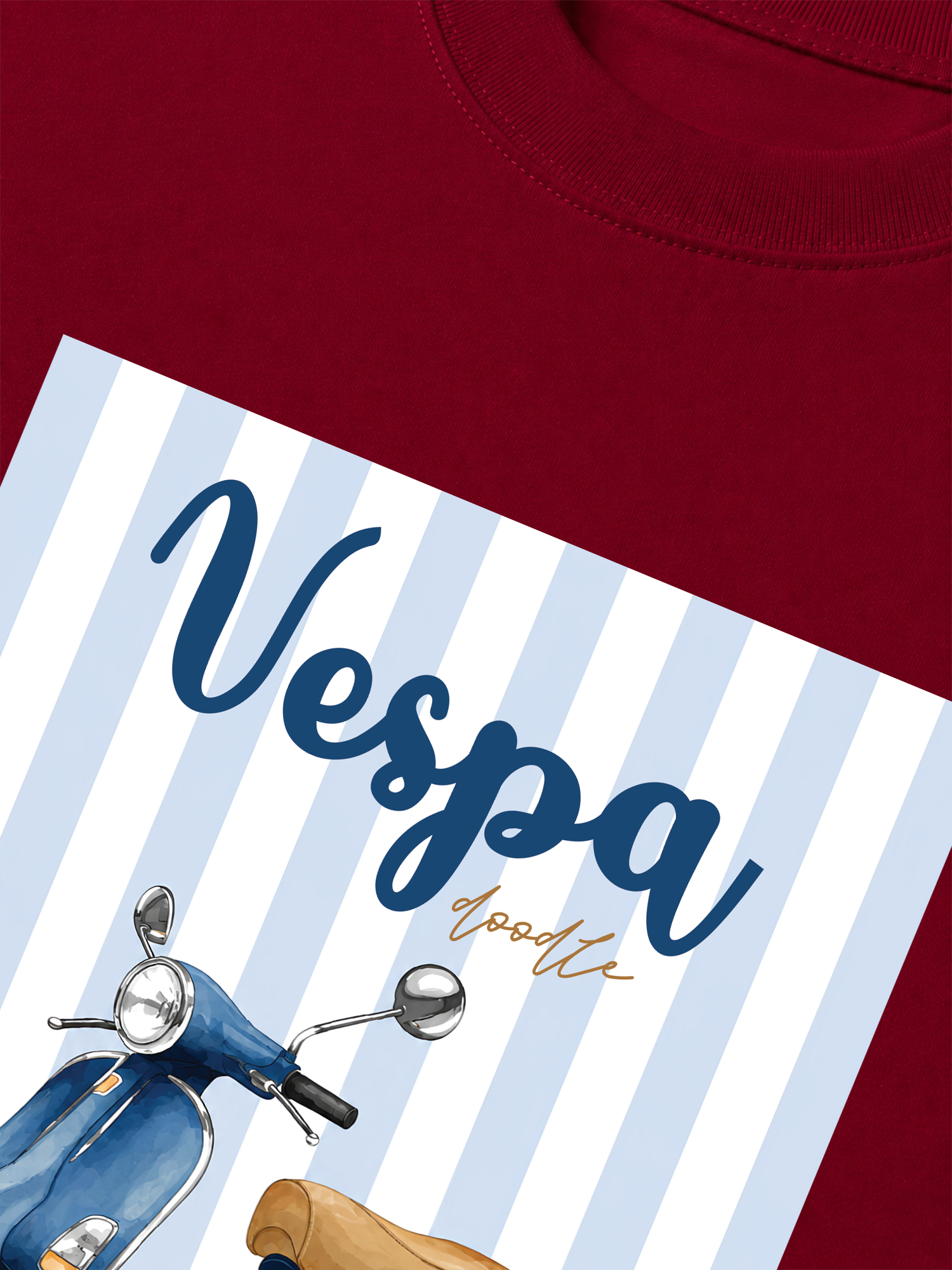 Áo Thun Relaxed Fit Motobike Vespa Doodle