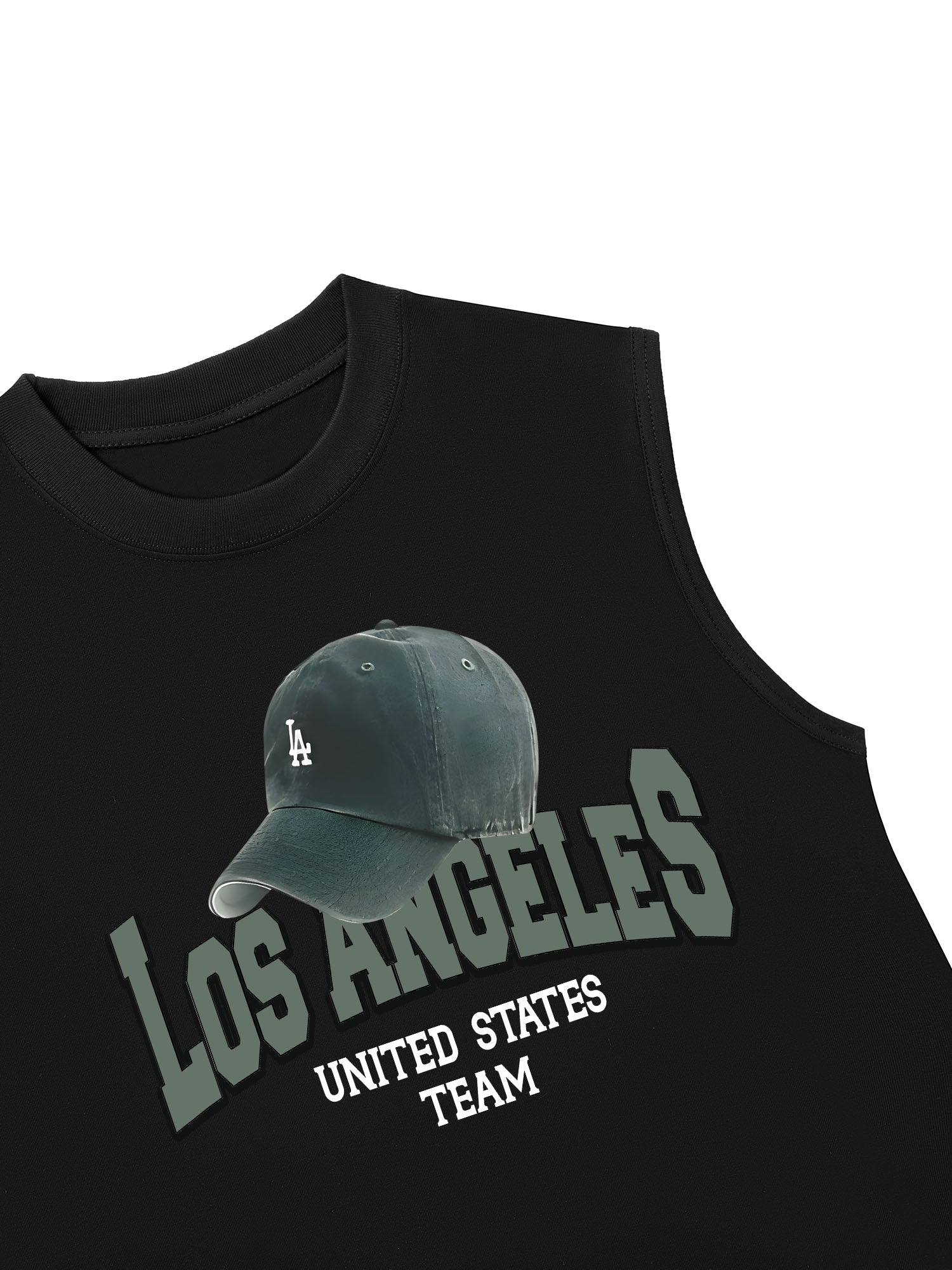 Áo Ba Lỗ Relaxed Fit USA Los Ageles Green Hat
