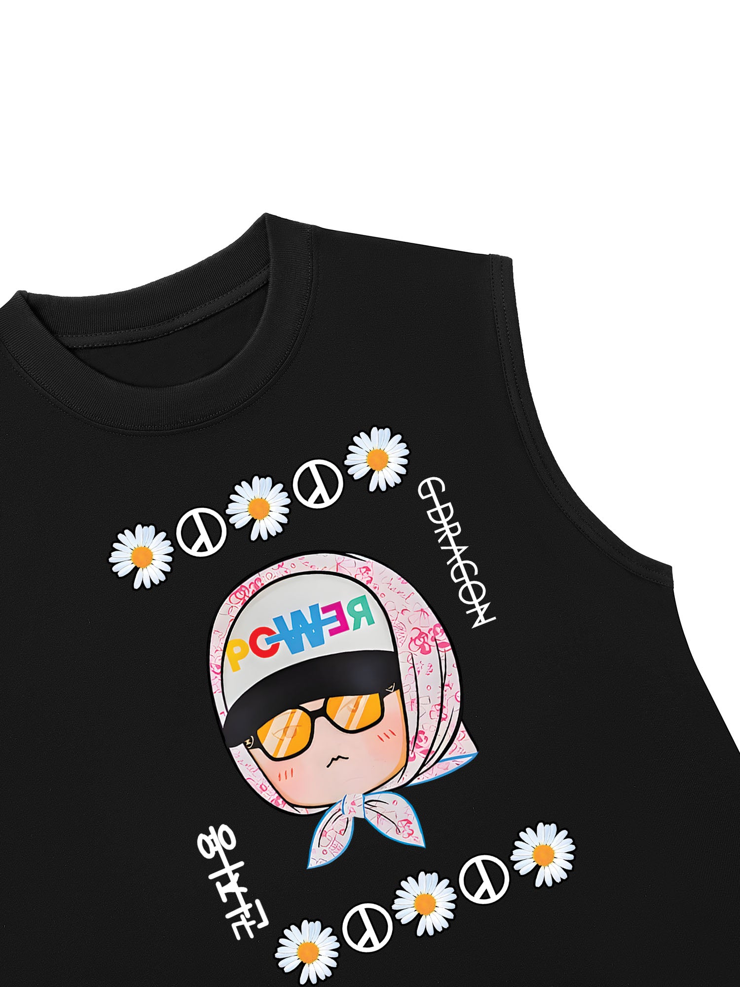 Áo Ba Lỗ Relaxed Fit Floral With GD Chibi Daisy Flower