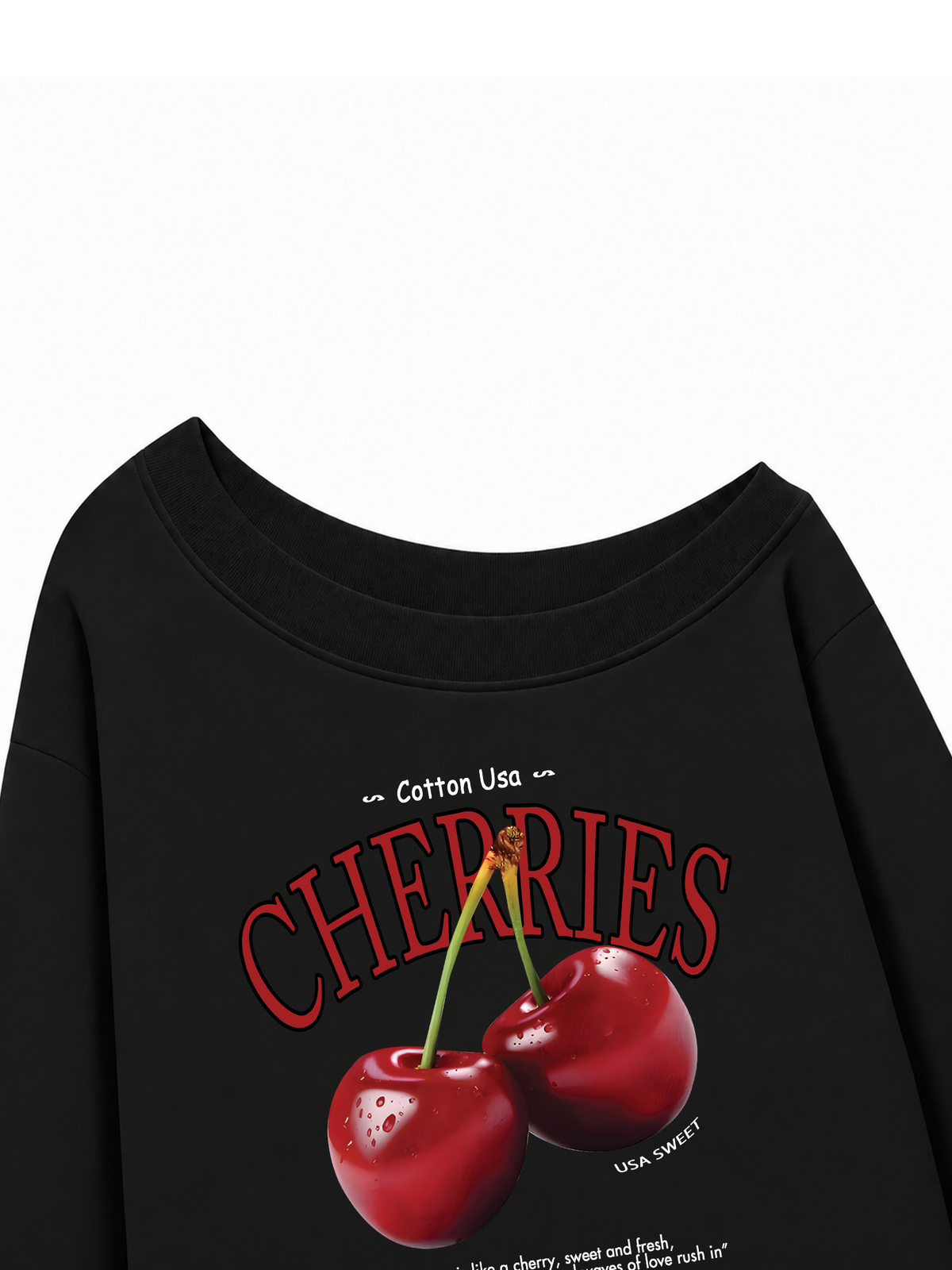 Áo Sweater Lệch Vai Nỉ Hai Da Tropical Cherries Sweet