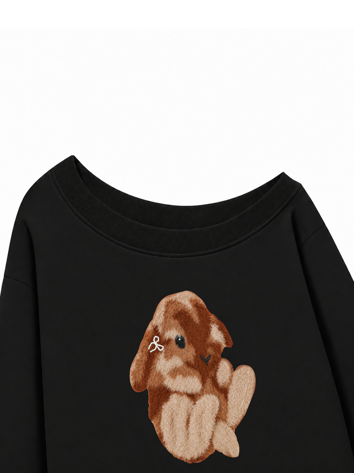 Áo Sweater Lệch Vai Nỉ Hai Da Cute Bunny